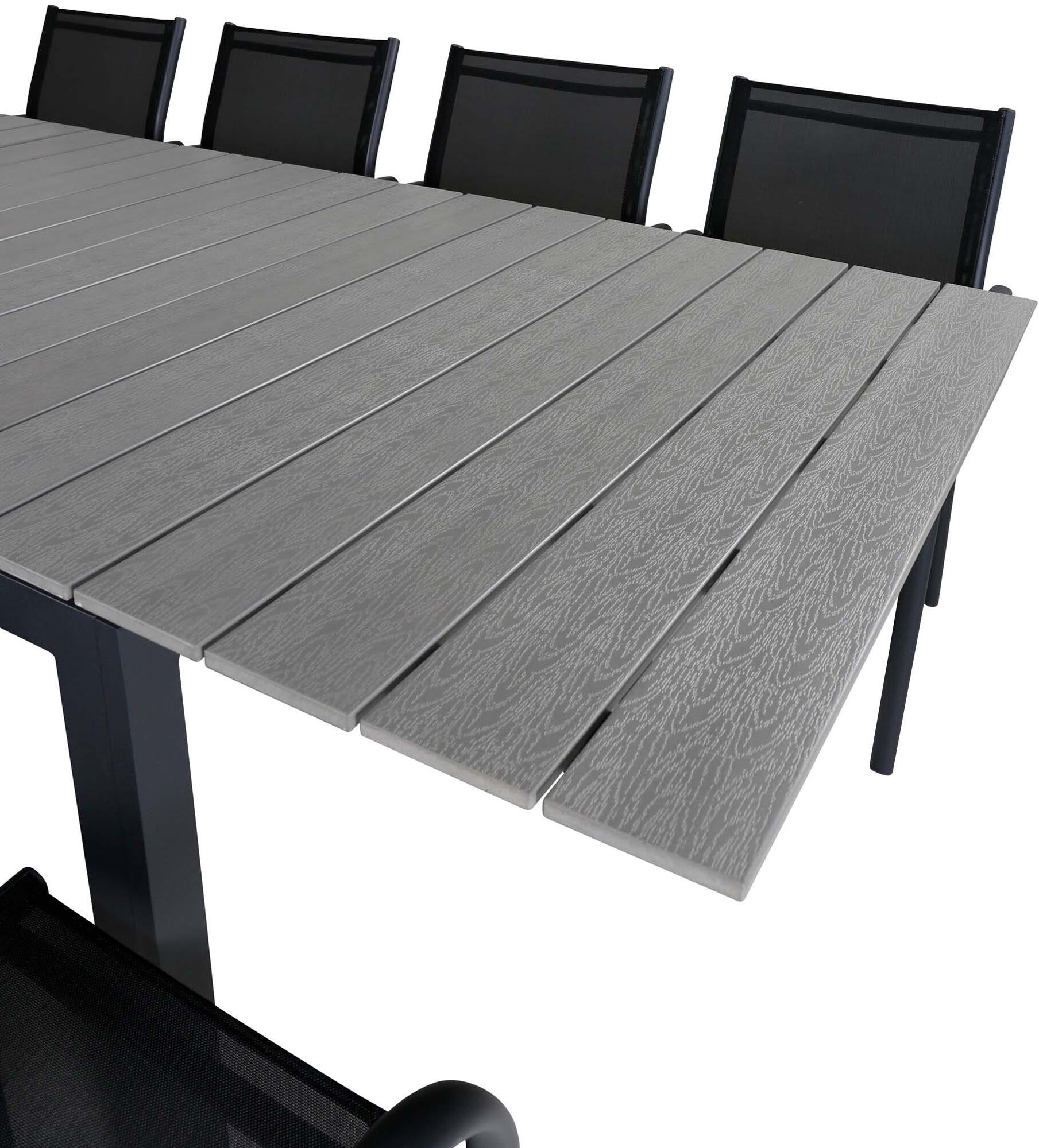 Levels Outdoor-Tischset ausziehbar + Santorini 160cm/8St. in Schwarz präsentiert im Onlineshop von KAQTU Design AG. Gartentischset ist von Venture Home