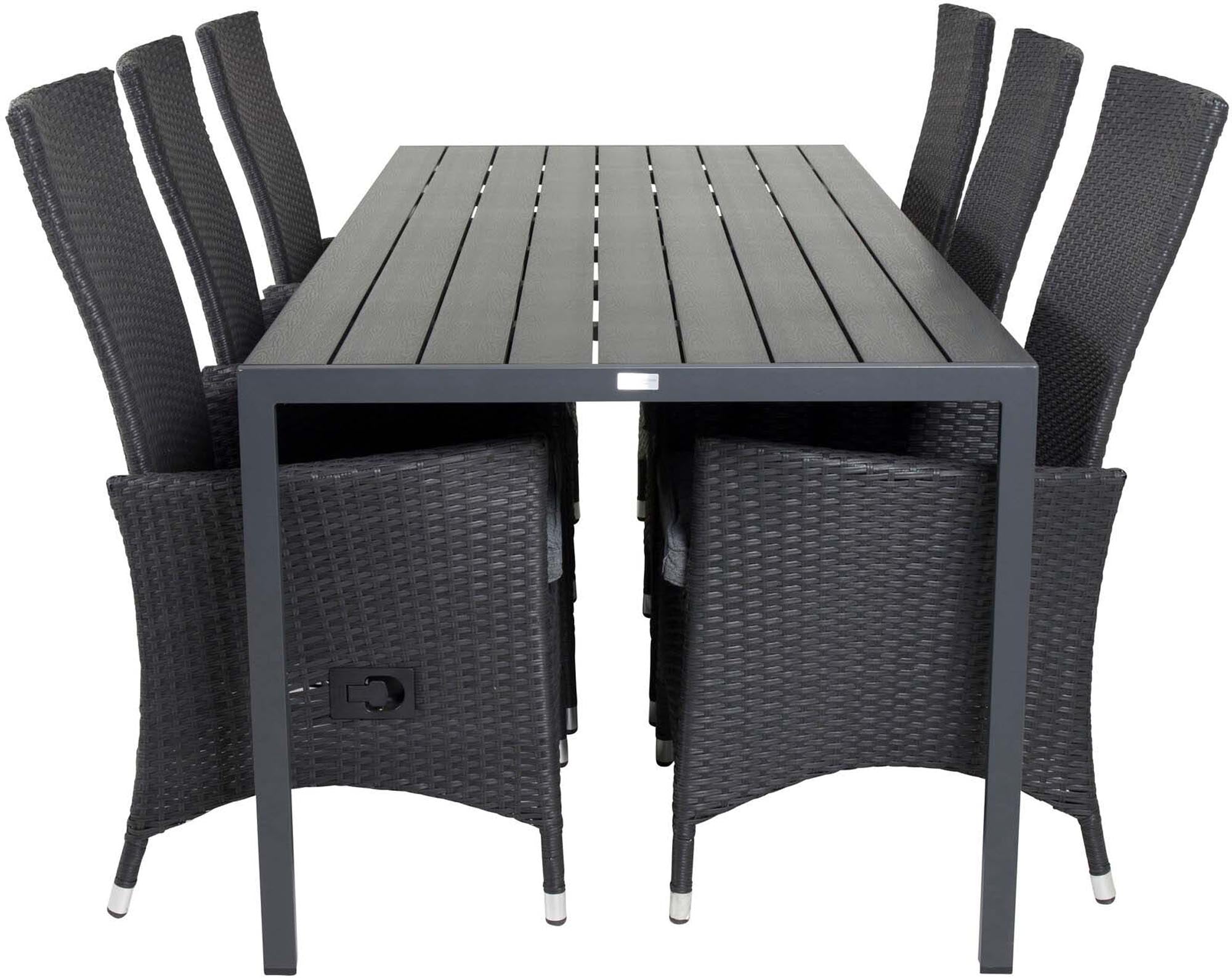 Break Outdoor-Tischset + Padova 205cm/6St. in Schwarzgrau präsentiert im Onlineshop von KAQTU Design AG. Gartentischset ist von Venture Home