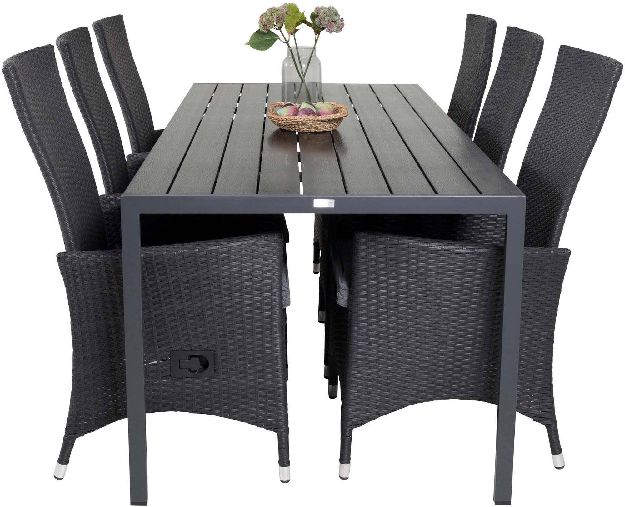 Break Outdoor-Tischset + Padova 205cm/6St. in Schwarzgrau präsentiert im Onlineshop von KAQTU Design AG. Gartentischset ist von Venture Home