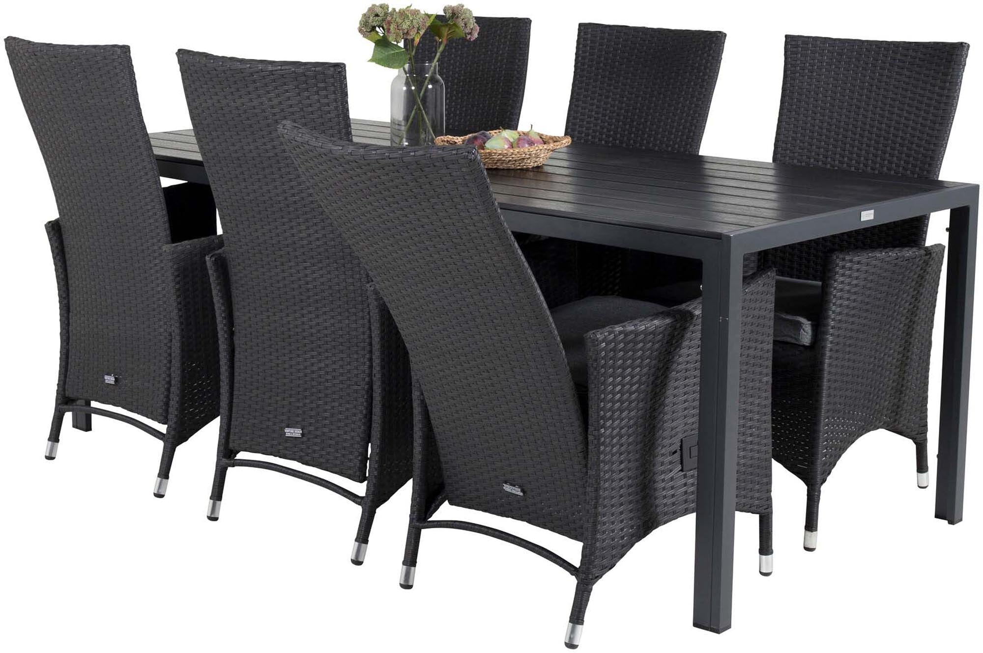 Break Outdoor-Tischset + Padova 205cm/6St. in Schwarzgrau präsentiert im Onlineshop von KAQTU Design AG. Gartentischset ist von Venture Home