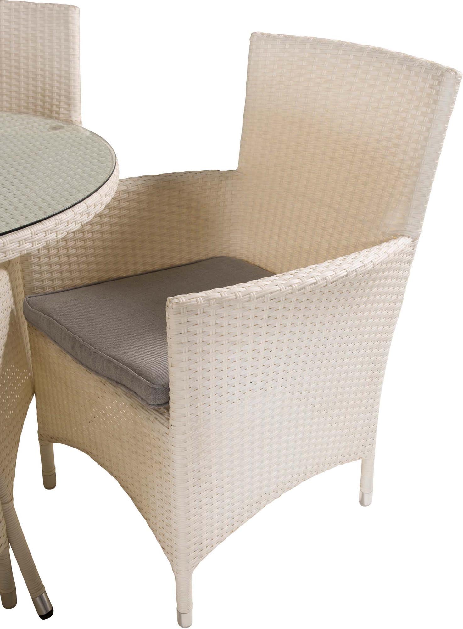 Volta Outdoor-Tischset + Malin ⌀90cm/4St. in Grau weiss präsentiert im Onlineshop von KAQTU Design AG. Gartentischset ist von Venture Home