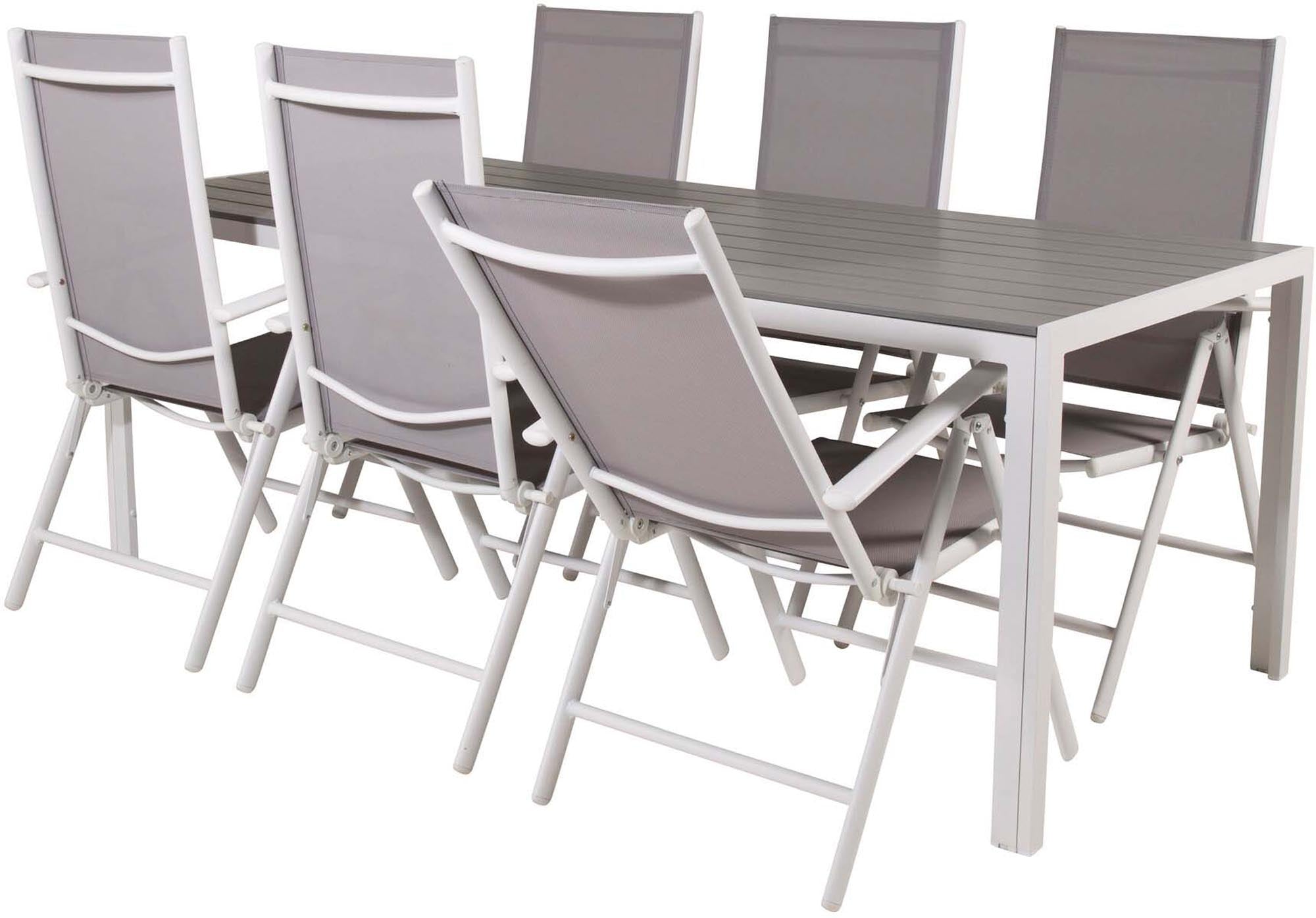 Break Outdoor-Tischset 205cm/6St. in Grau weiss präsentiert im Onlineshop von KAQTU Design AG. Gartentischset ist von Venture Home