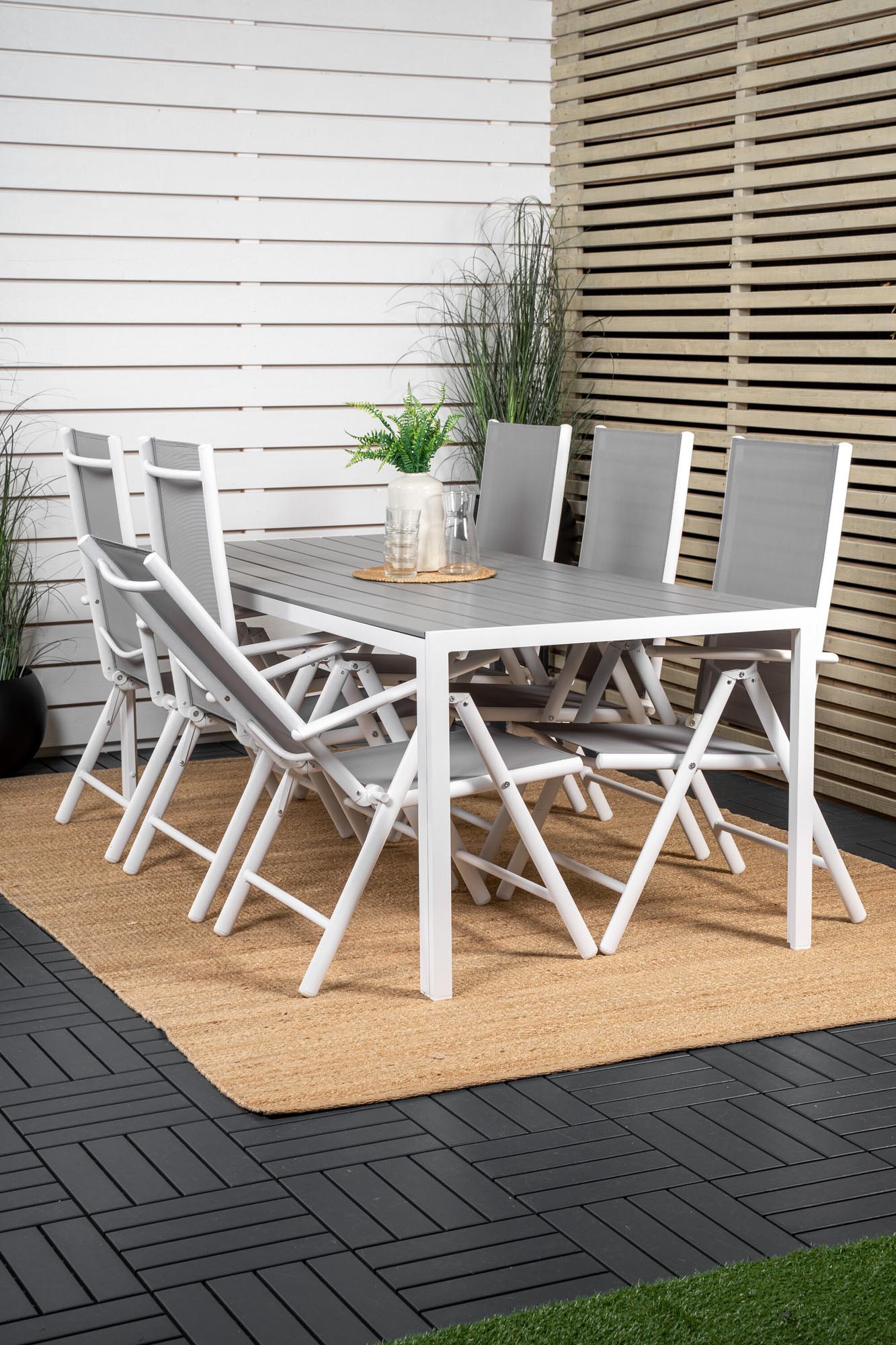 Break Outdoor-Tischset 205cm/6St. in Grau weiss präsentiert im Onlineshop von KAQTU Design AG. Gartentischset ist von Venture Home