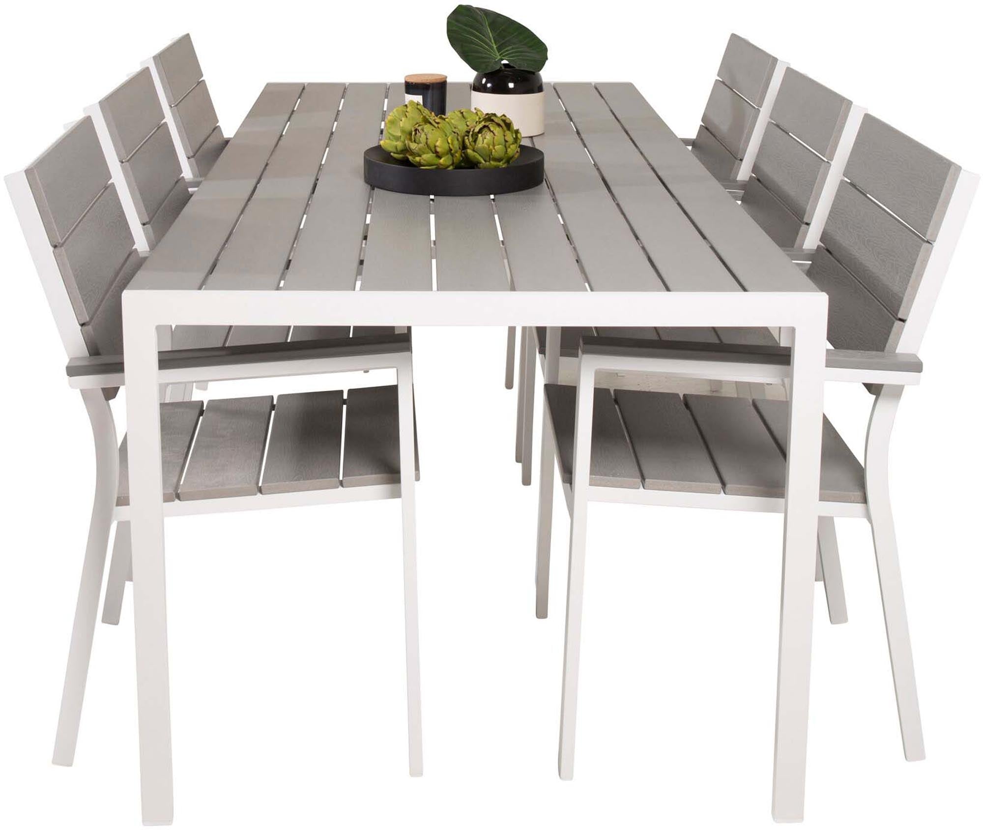 Break Outdoor-Tischset + Levels 205cm/6St. in Grau weiss präsentiert im Onlineshop von KAQTU Design AG. Gartentischset ist von Venture Home