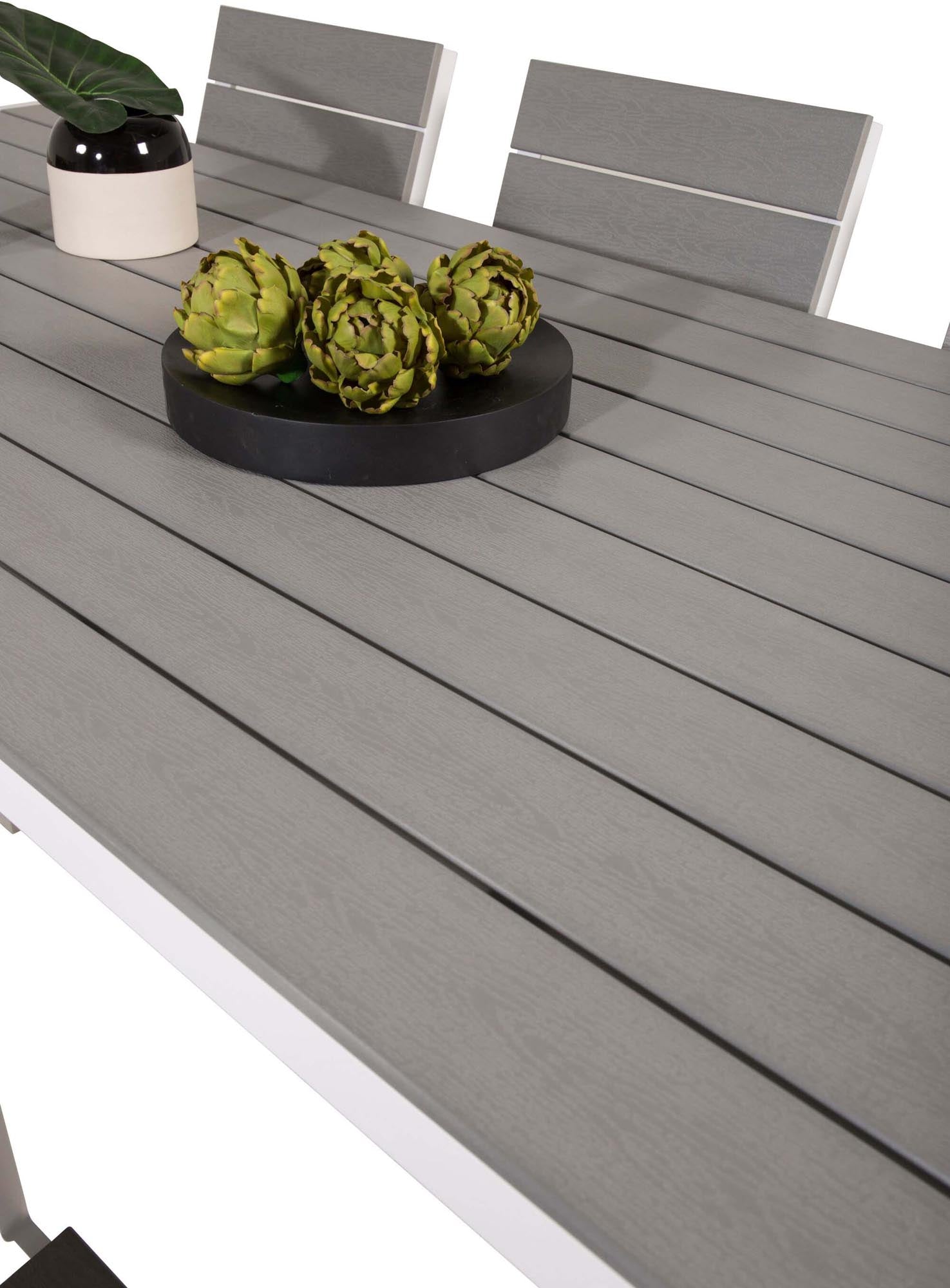 Break Outdoor-Tischset + Levels 205cm/6St. in Grau weiss präsentiert im Onlineshop von KAQTU Design AG. Gartentischset ist von Venture Home