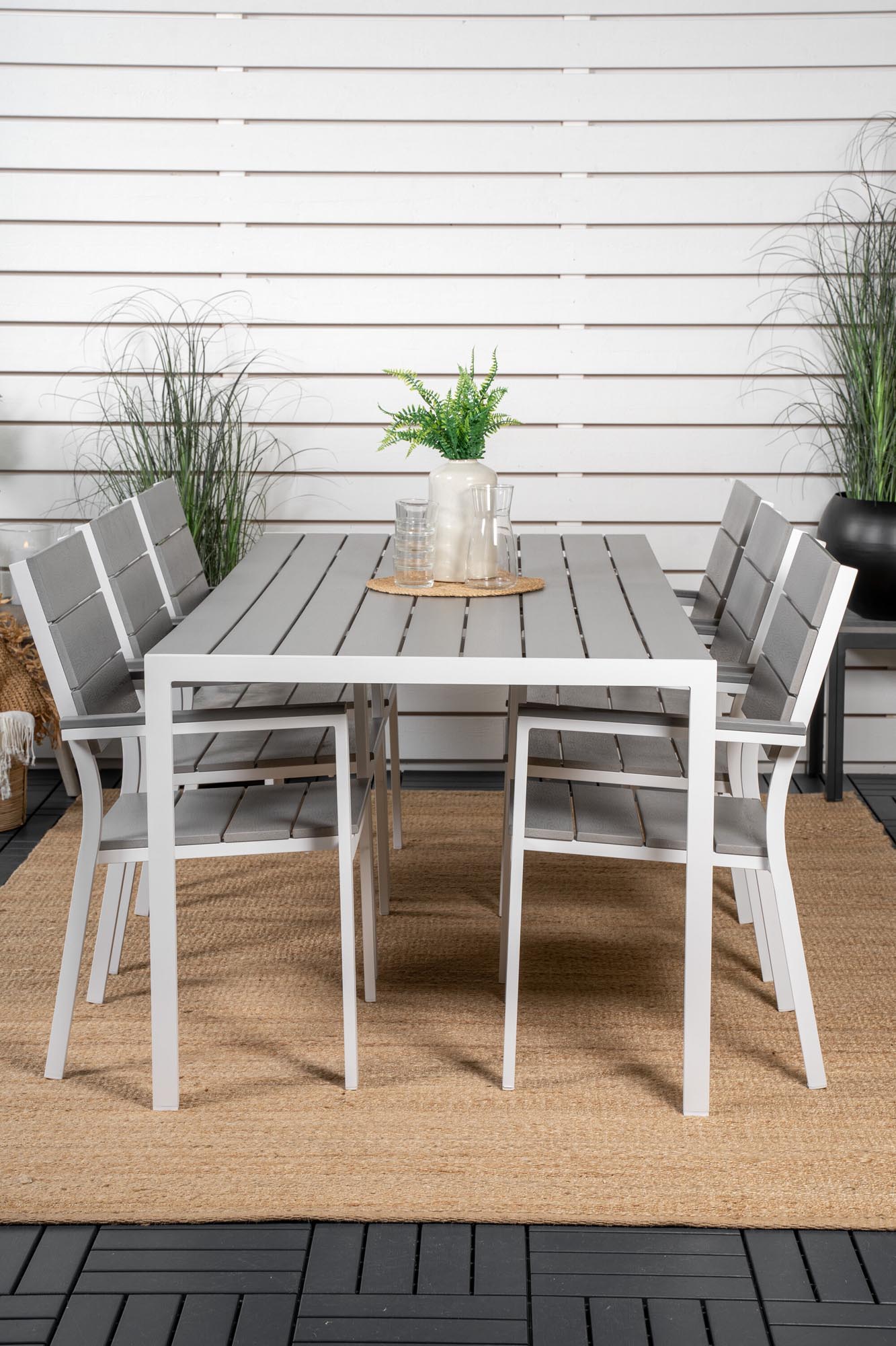 Break Outdoor-Tischset + Levels 205cm/6St. in Grau weiss präsentiert im Onlineshop von KAQTU Design AG. Gartentischset ist von Venture Home