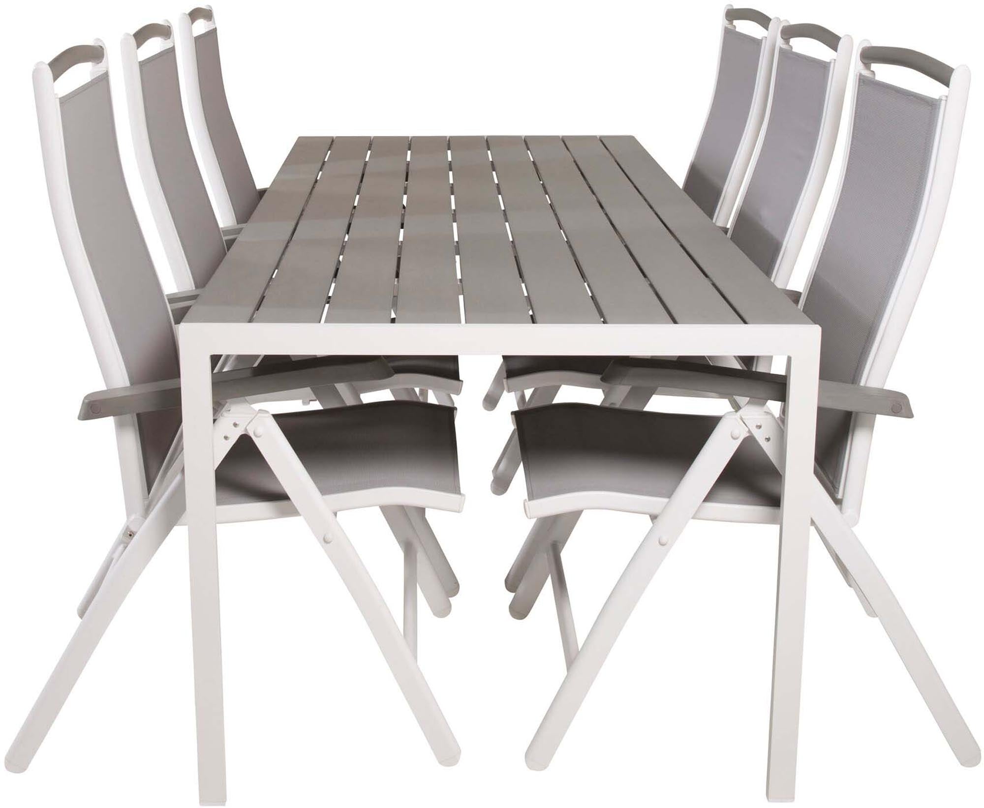 Break Outdoor-Tischset + Albany 205cm/6St. in Grau weiss präsentiert im Onlineshop von KAQTU Design AG. Gartentischset ist von Venture Home