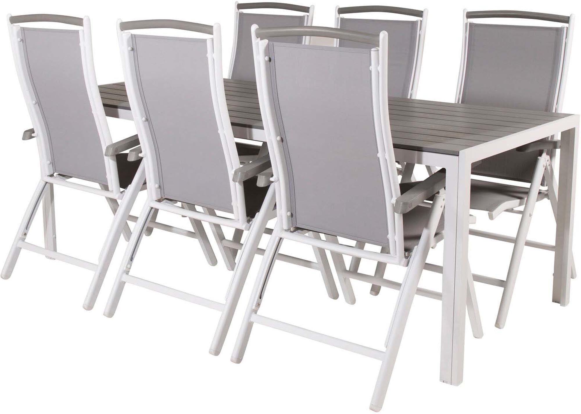 Break Outdoor-Tischset + Albany 205cm/6St. in Grau weiss präsentiert im Onlineshop von KAQTU Design AG. Gartentischset ist von Venture Home
