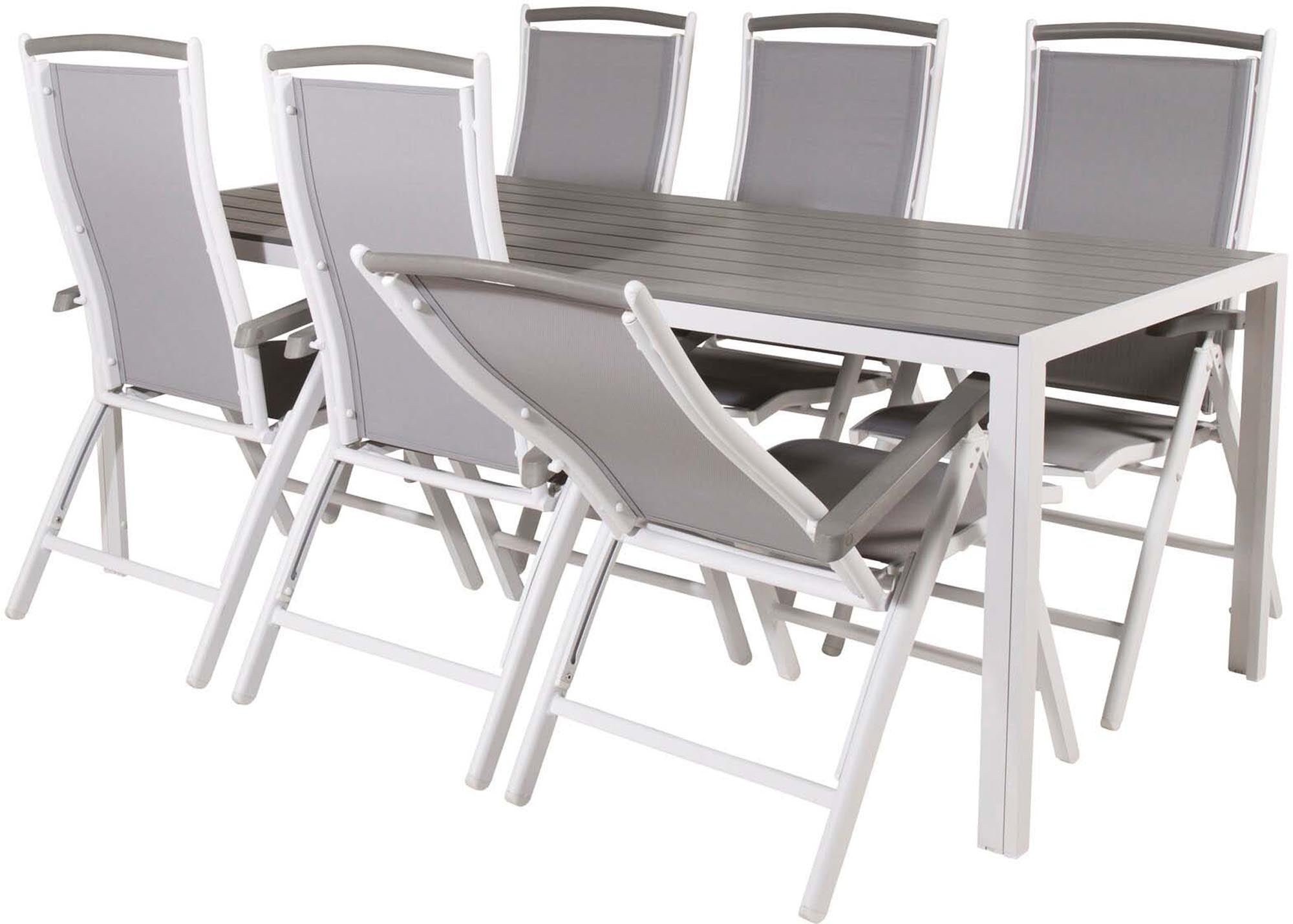 Break Outdoor-Tischset + Albany 205cm/6St. in Grau weiss präsentiert im Onlineshop von KAQTU Design AG. Gartentischset ist von Venture Home