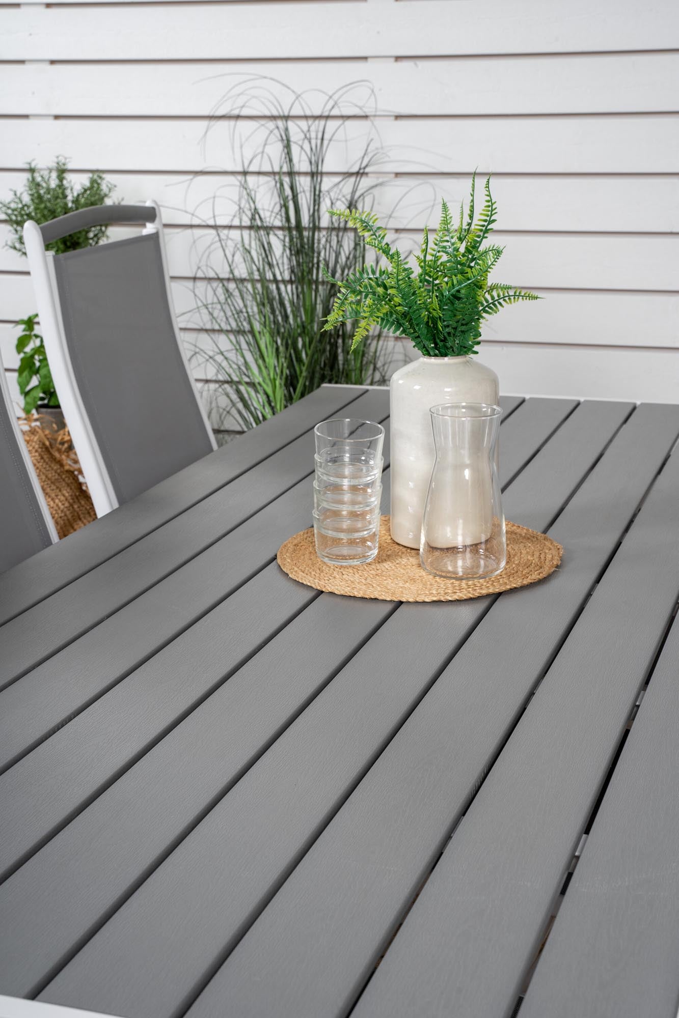 Break Outdoor-Tischset + Albany 205cm/6St. in Grau weiss präsentiert im Onlineshop von KAQTU Design AG. Gartentischset ist von Venture Home