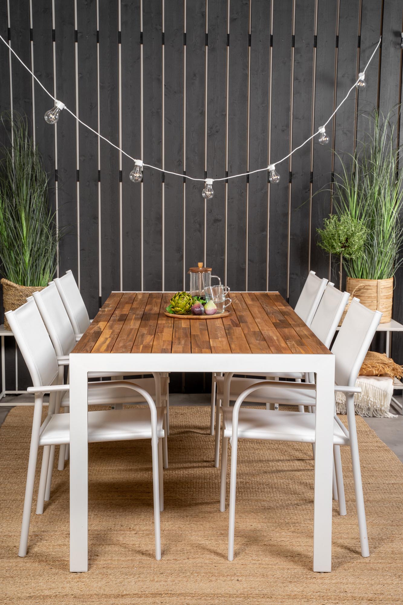 Bois Outdoor-Tischset + Santorini 200cm/6St. in Weiss präsentiert im Onlineshop von KAQTU Design AG. Gartentischset ist von Venture Home