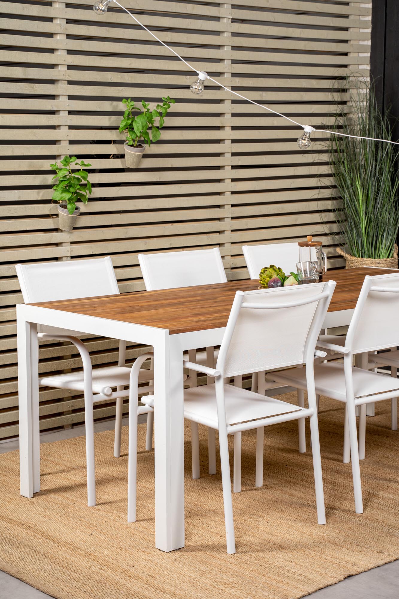 Bois Outdoor-Tischset + Santorini 200cm/6St. in Weiss präsentiert im Onlineshop von KAQTU Design AG. Gartentischset ist von Venture Home