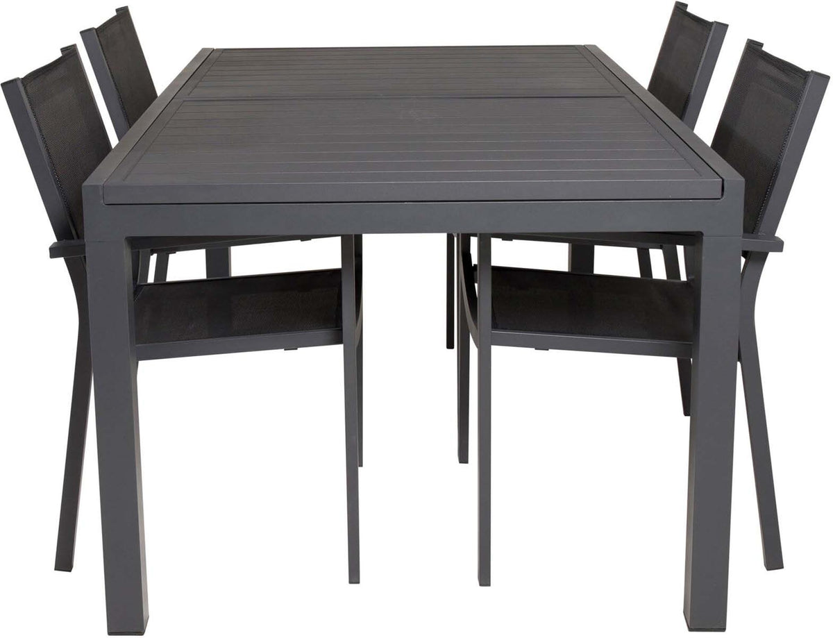 Marbella Outdoor-Tischset ausziehbar + Copacabana 240cm/4St. in Schwarz präsentiert im Onlineshop von KAQTU Design AG. Gartentischset ist von Venture Home