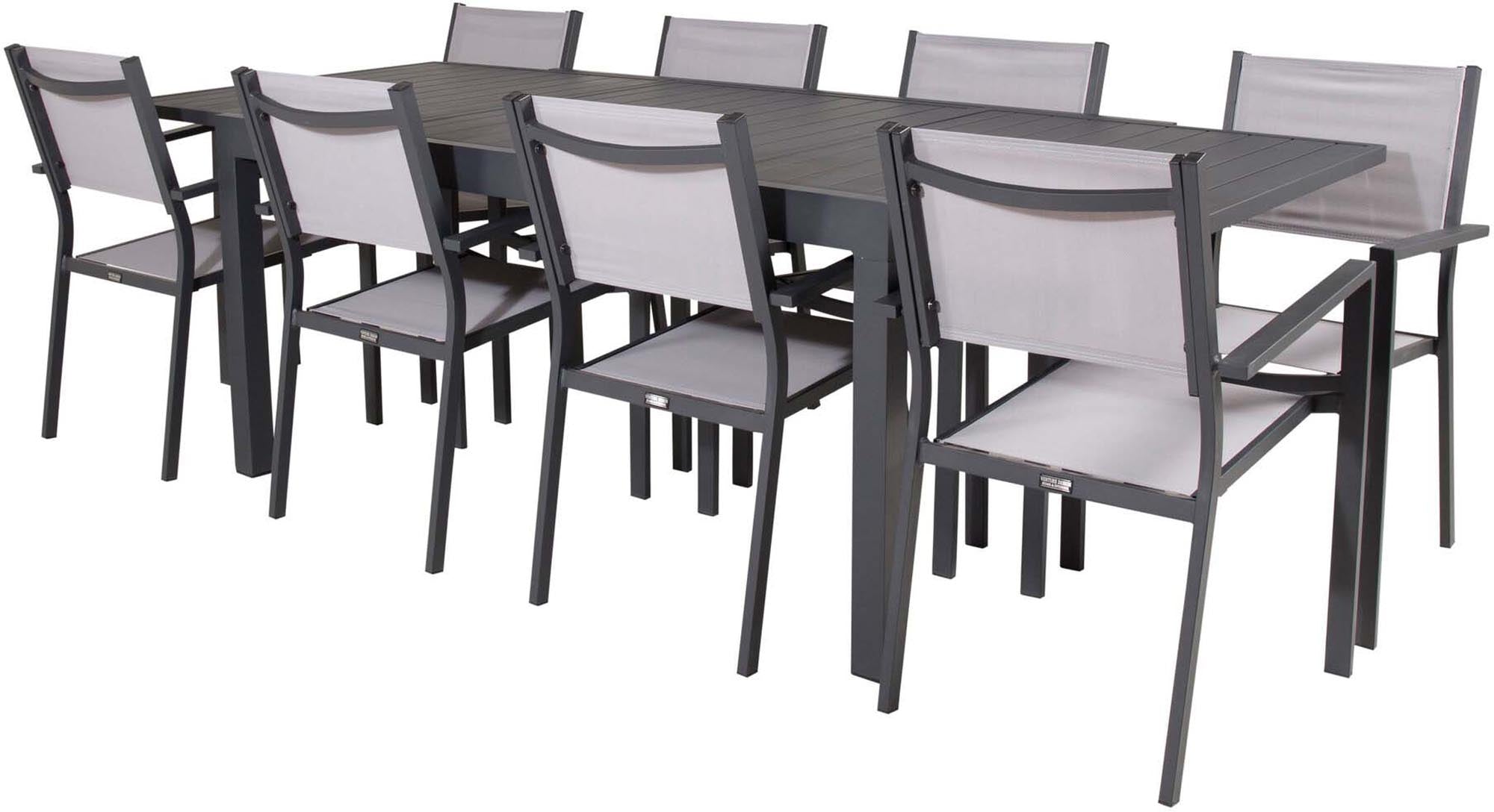 Stilvolles Marbella Set: Ausziehbarer Tisch & 8 Stühle für Garten.