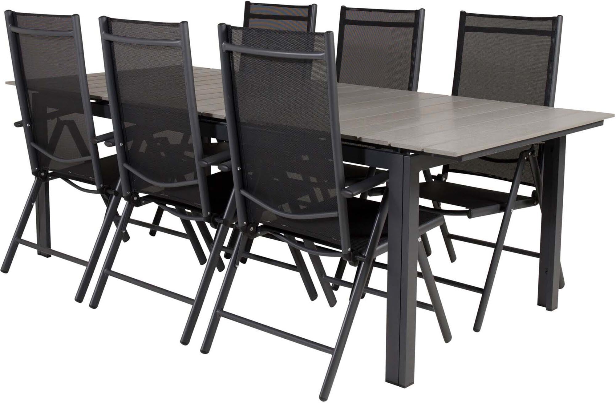 Levels Outdoor-Tischset + Break 224cm/6St. in Schwarz präsentiert im Onlineshop von KAQTU Design AG. Gartentischset ist von Venture Home