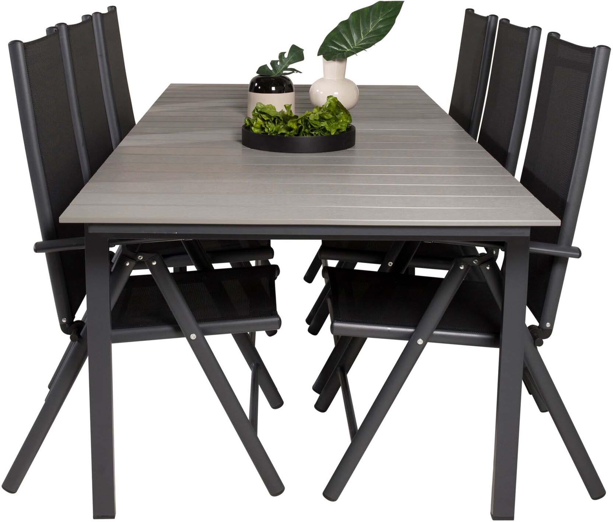Levels Outdoor-Tischset + Break 224cm/6St. in Schwarz präsentiert im Onlineshop von KAQTU Design AG. Gartentischset ist von Venture Home