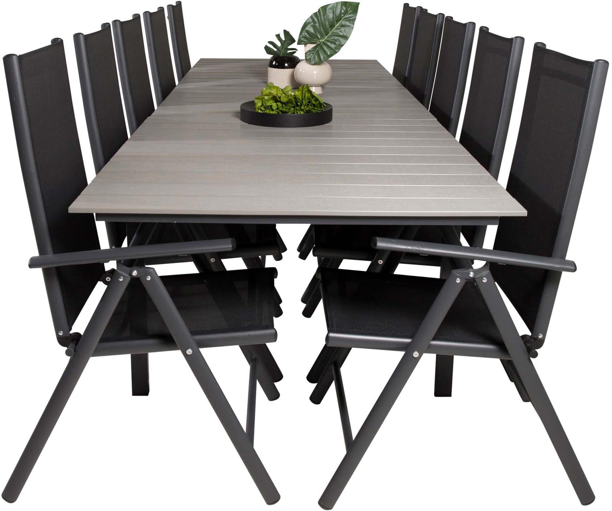 Levels Outdoor-Tischset + Break 224cm/8St. in Schwarz präsentiert im Onlineshop von KAQTU Design AG. Gartentischset ist von Venture Home