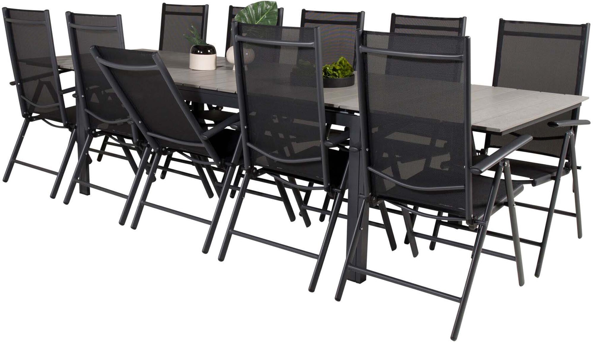 Levels Outdoor-Tischset + Break 224cm/8St. in Schwarz präsentiert im Onlineshop von KAQTU Design AG. Gartentischset ist von Venture Home