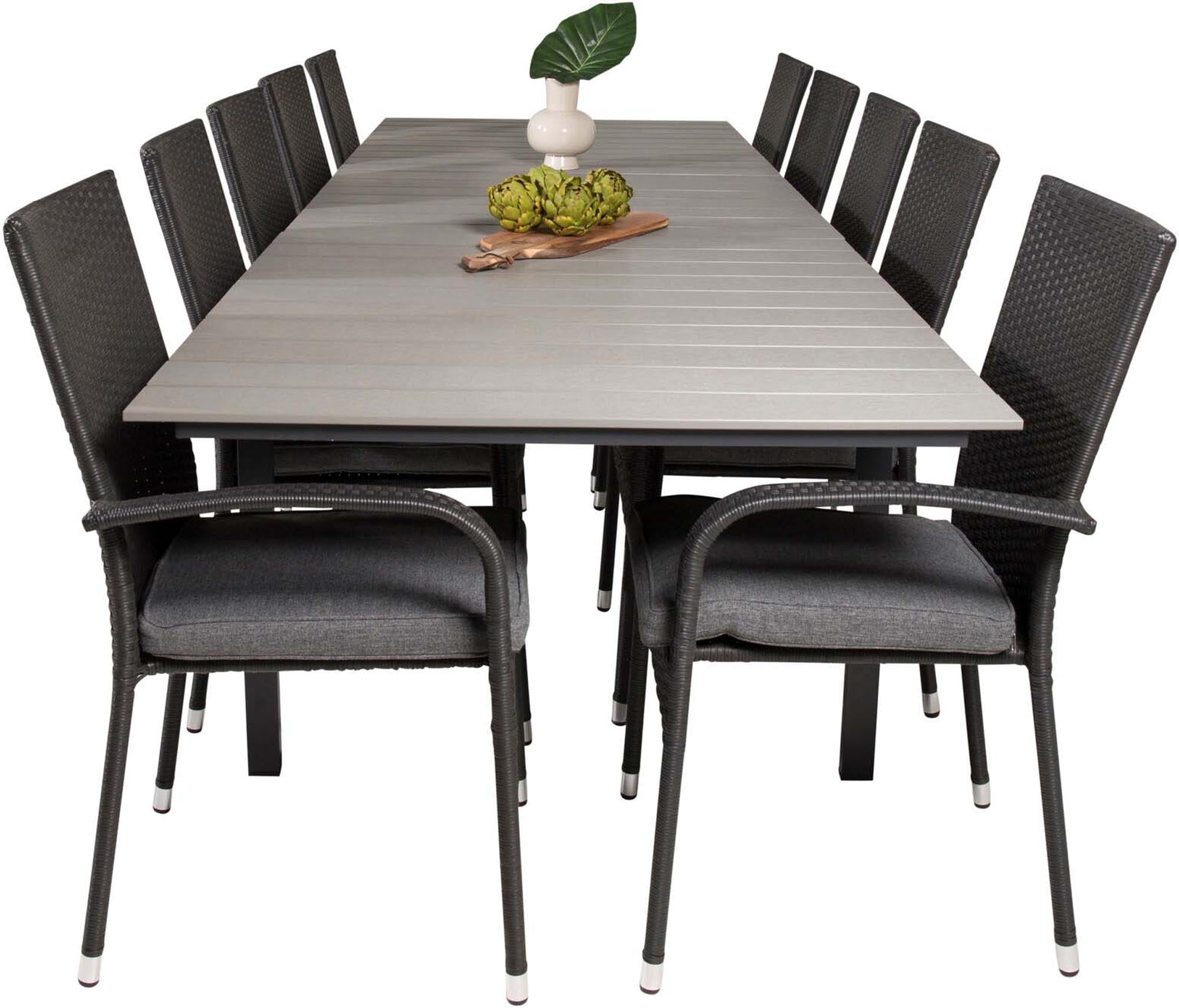 Levels Outdoor-Tischset + Anna 224cm/8St. in Schwarz präsentiert im Onlineshop von KAQTU Design AG. Gartentischset ist von Venture Home