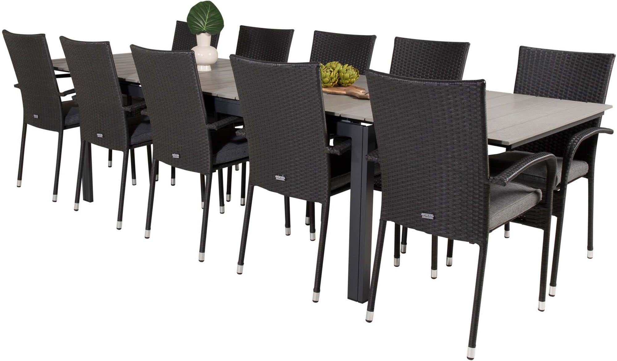 Levels Outdoor-Tischset + Anna 224cm/8St. in Schwarz präsentiert im Onlineshop von KAQTU Design AG. Gartentischset ist von Venture Home