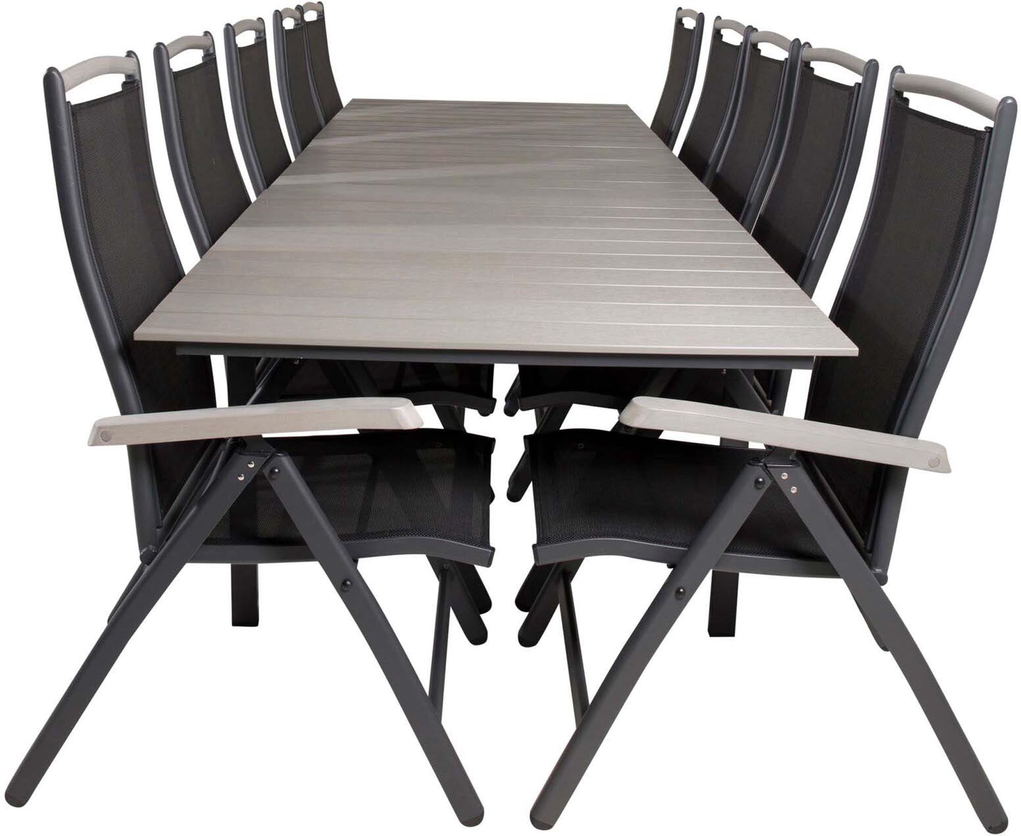 Levels Outdoor-Tischset + Albany 224cm/8St. in Schwarz präsentiert im Onlineshop von KAQTU Design AG. Gartentischset ist von Venture Home