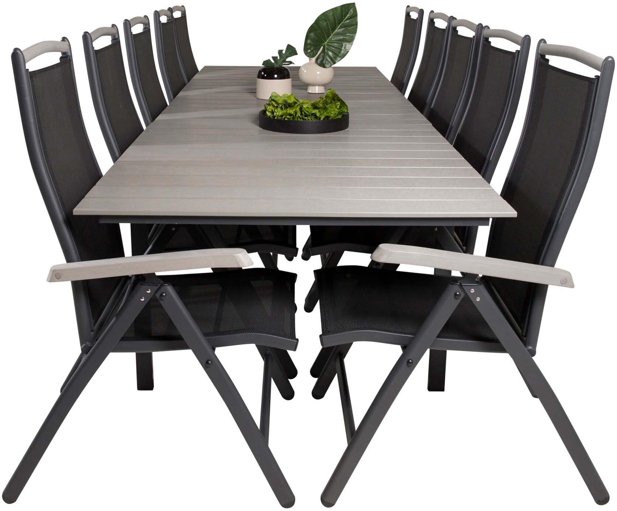 Levels Outdoor-Tischset + Albany 224cm/8St. in Schwarz präsentiert im Onlineshop von KAQTU Design AG. Gartentischset ist von Venture Home