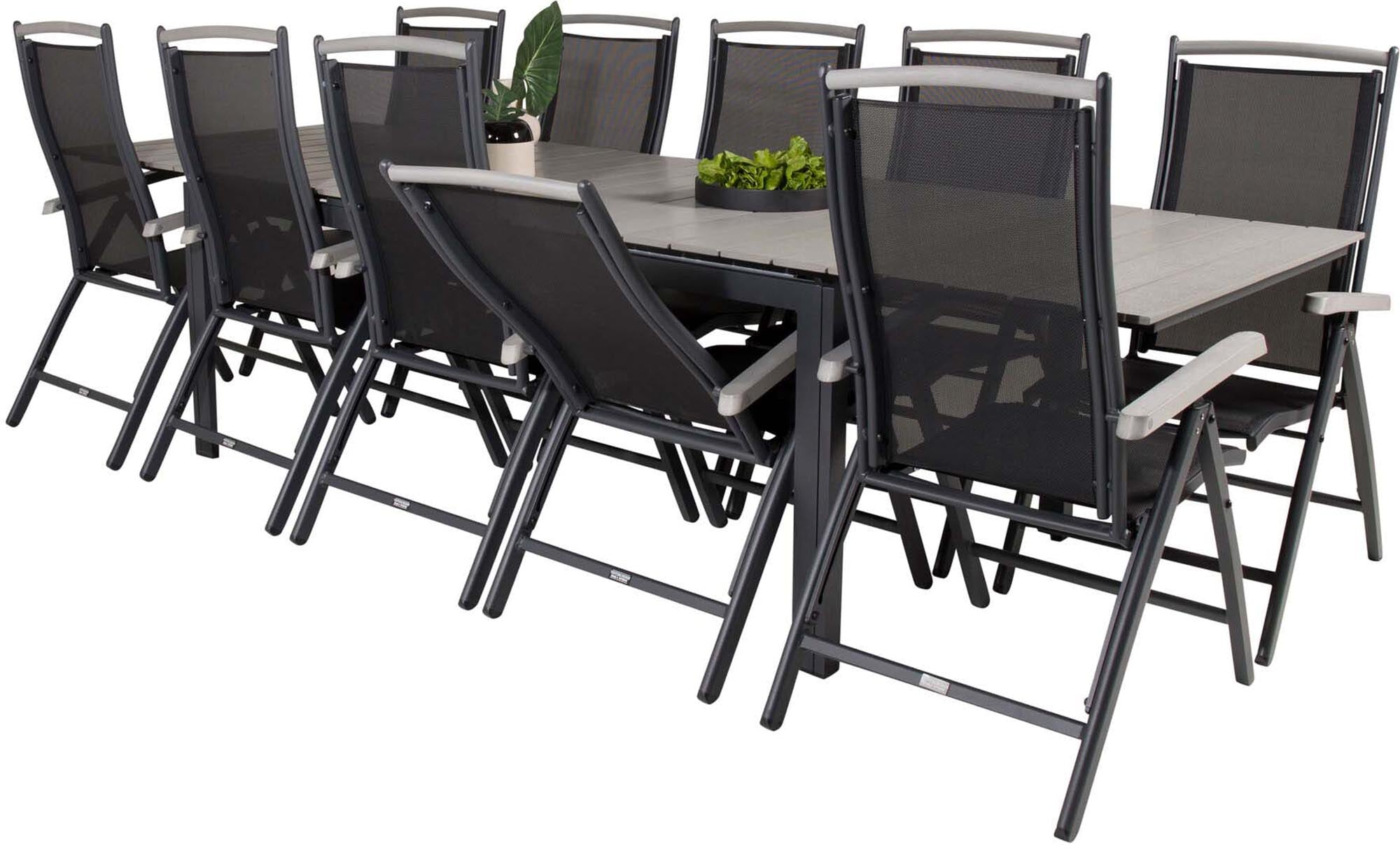 Levels Outdoor-Tischset + Albany 224cm/8St. in Schwarz präsentiert im Onlineshop von KAQTU Design AG. Gartentischset ist von Venture Home