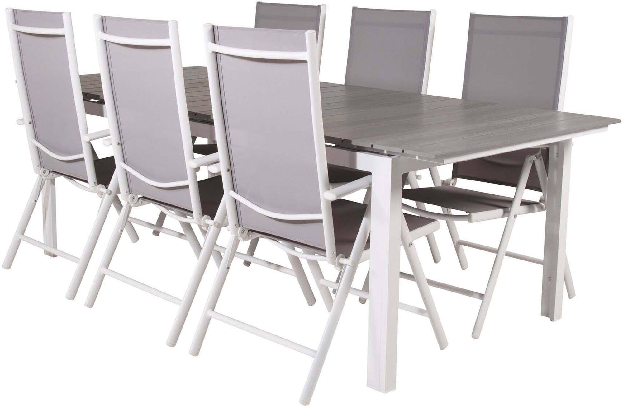 Levels Outdoor-Tischset + Break 229cm/6St. in Grau weiss präsentiert im Onlineshop von KAQTU Design AG. Gartentischset ist von Venture Home