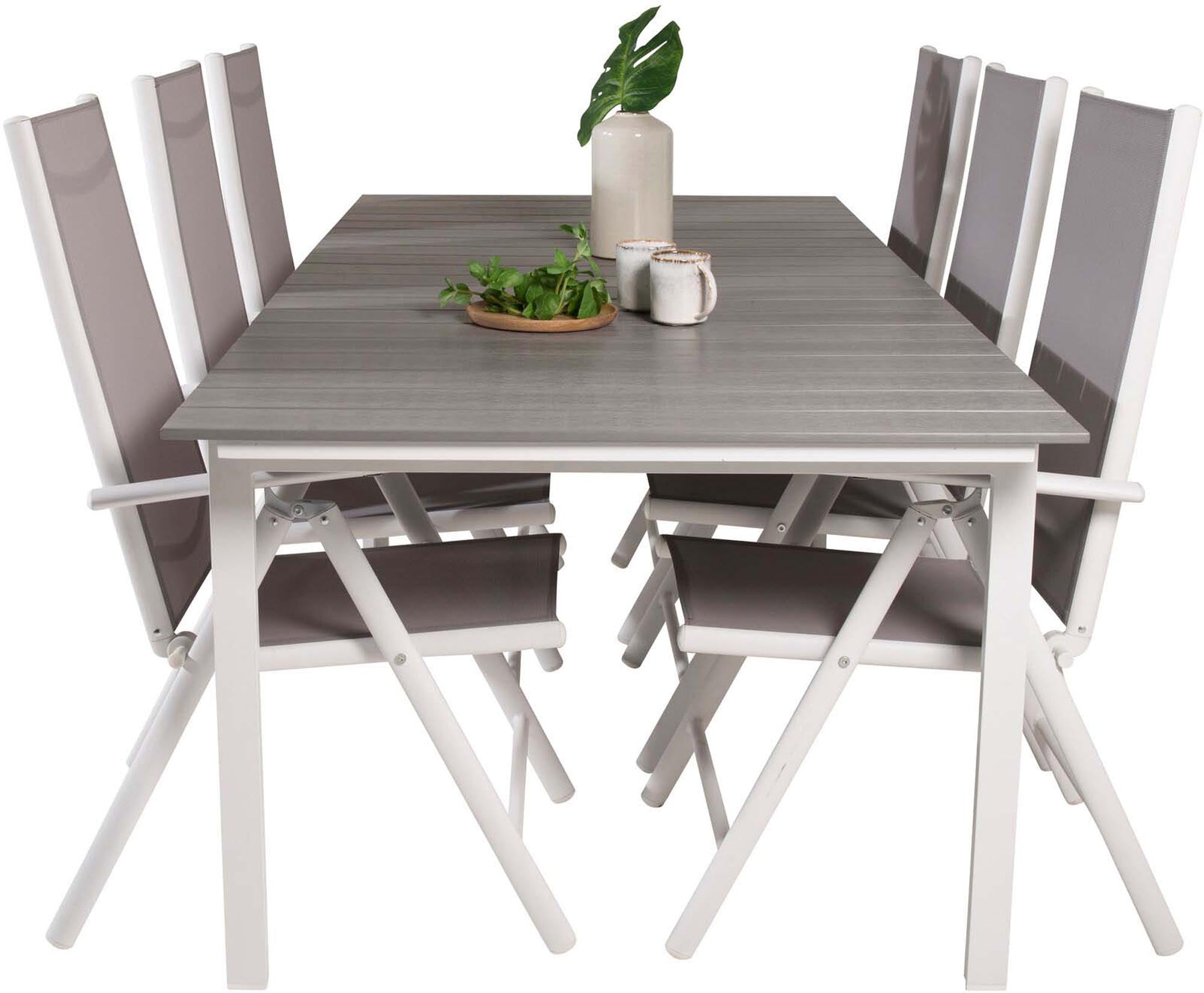 Levels Outdoor-Tischset + Break 229cm/6St. in Grau weiss präsentiert im Onlineshop von KAQTU Design AG. Gartentischset ist von Venture Home
