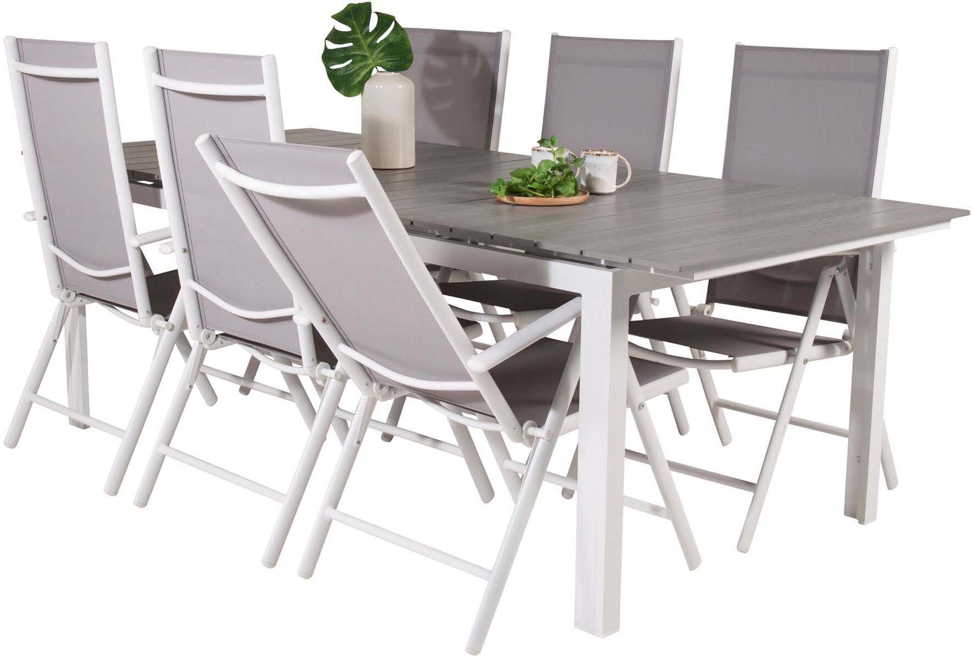 Levels Outdoor-Tischset + Break 229cm/6St. in Grau weiss präsentiert im Onlineshop von KAQTU Design AG. Gartentischset ist von Venture Home