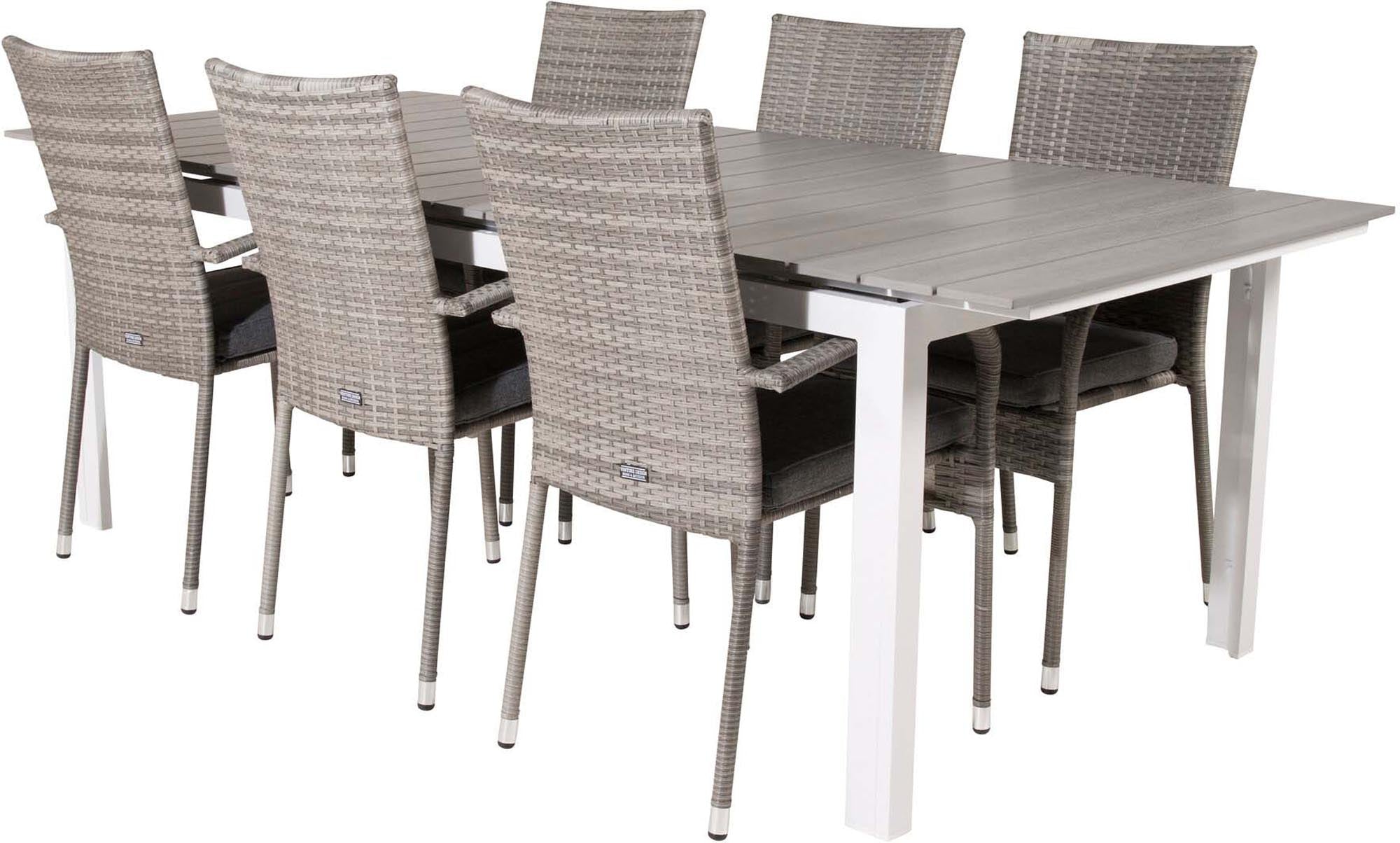 Levels Outdoor-Tischset + Anna 224cm/6St. in Grau präsentiert im Onlineshop von KAQTU Design AG. Gartentischset ist von Venture Home