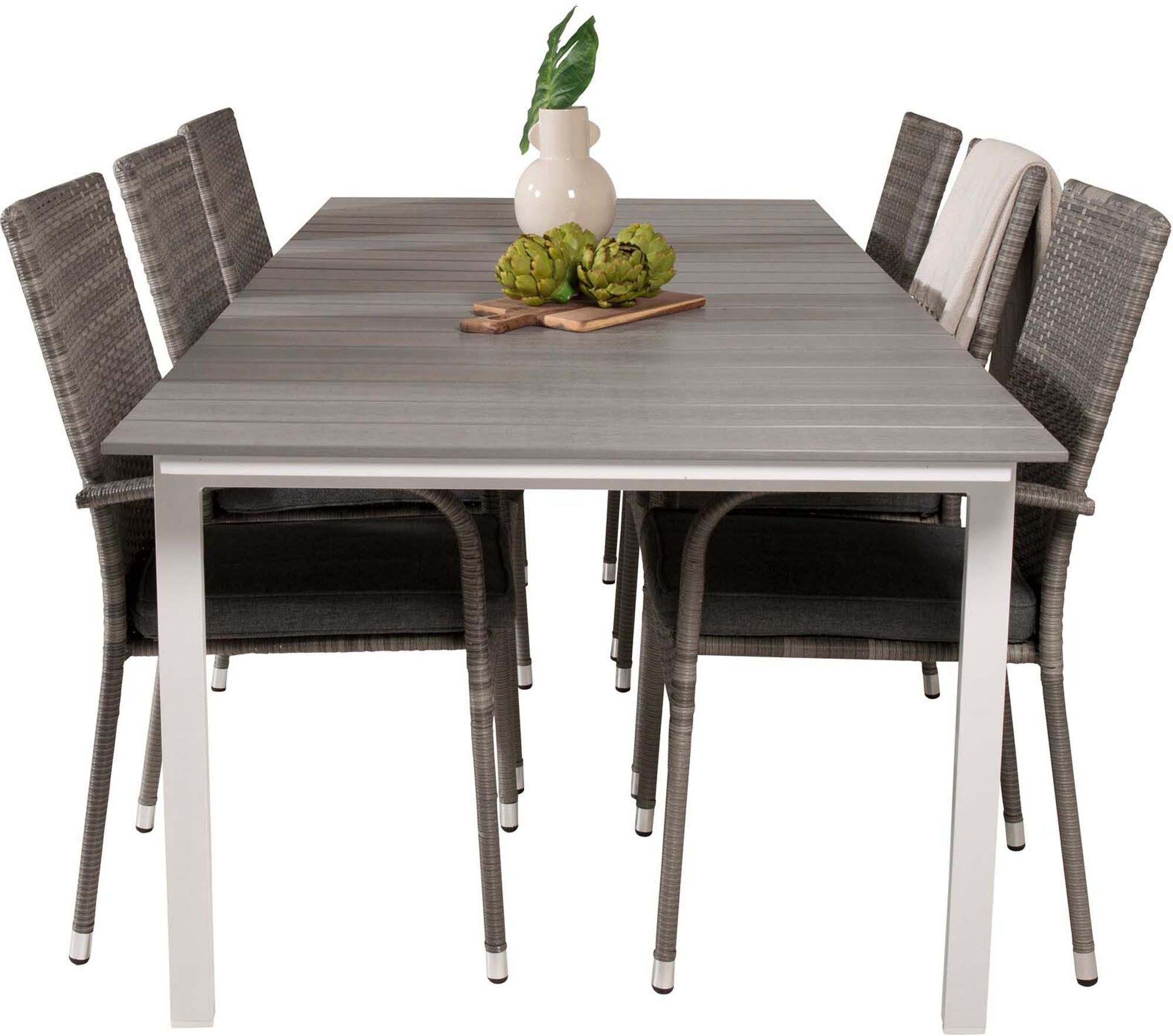 Levels Outdoor-Tischset + Anna 224cm/6St. in Grau präsentiert im Onlineshop von KAQTU Design AG. Gartentischset ist von Venture Home