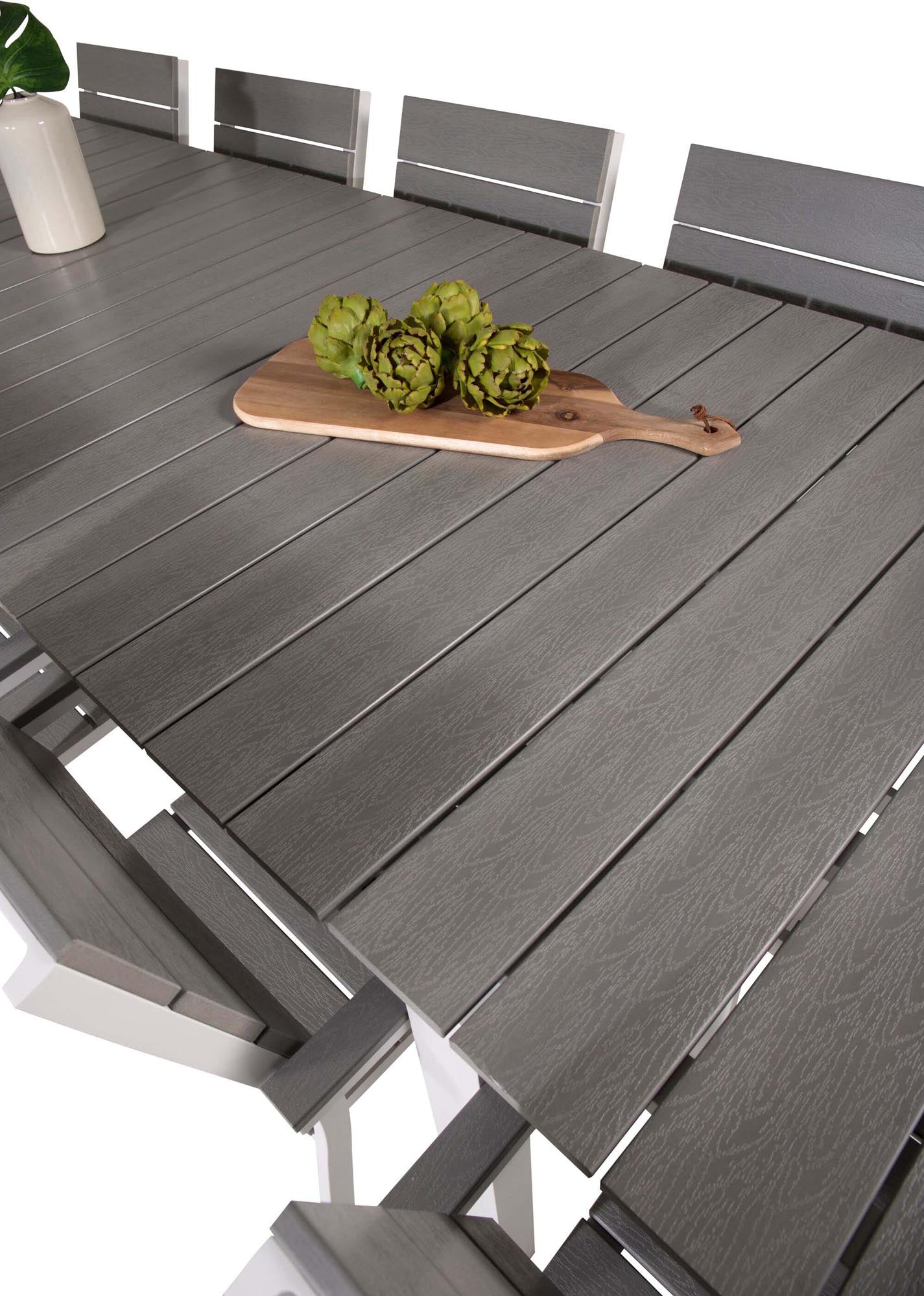 Geräumiges 229 cm Tischset für 8 Personen, ideal für stilvolle Terrassenabende und unvergessliche Momente im Freien.