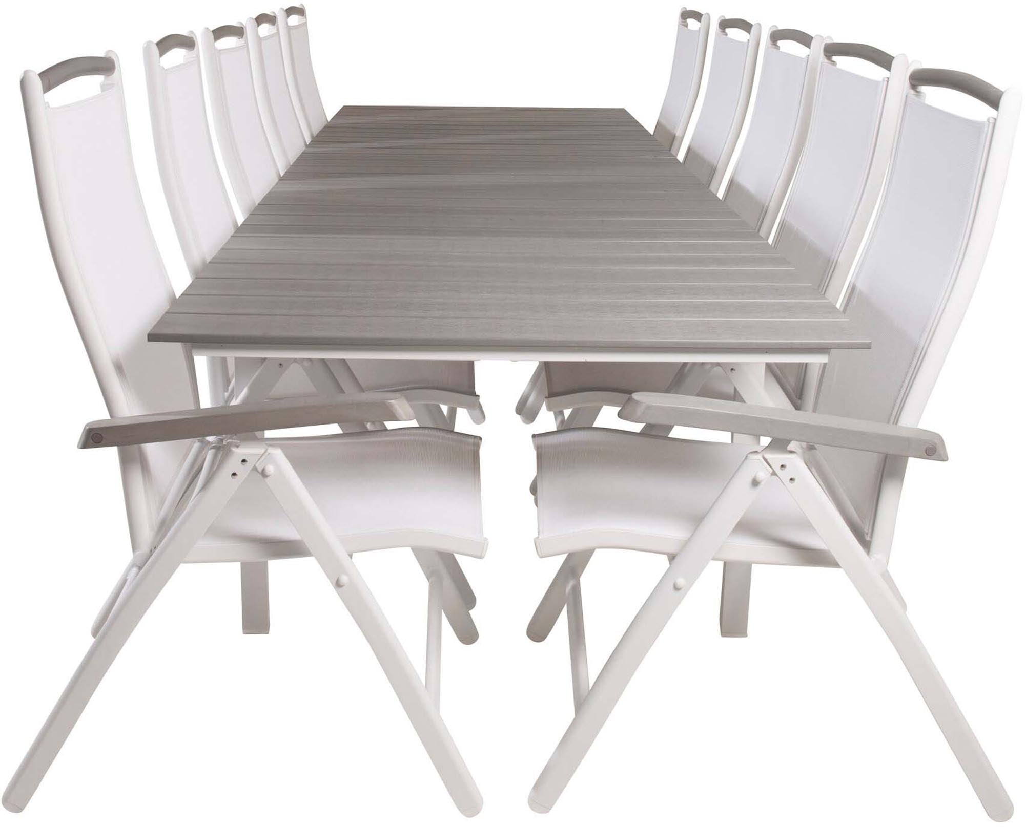 Levels Outdoor-Tischset + Albany 229cm/8St. in Weiss präsentiert im Onlineshop von KAQTU Design AG. Gartentischset ist von Venture Home