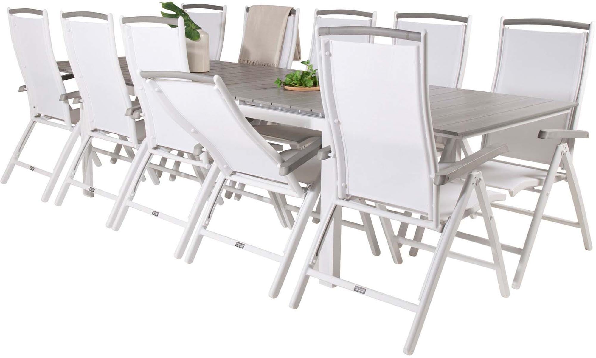 Levels Outdoor-Tischset + Albany 229cm/8St. in Weiss präsentiert im Onlineshop von KAQTU Design AG. Gartentischset ist von Venture Home