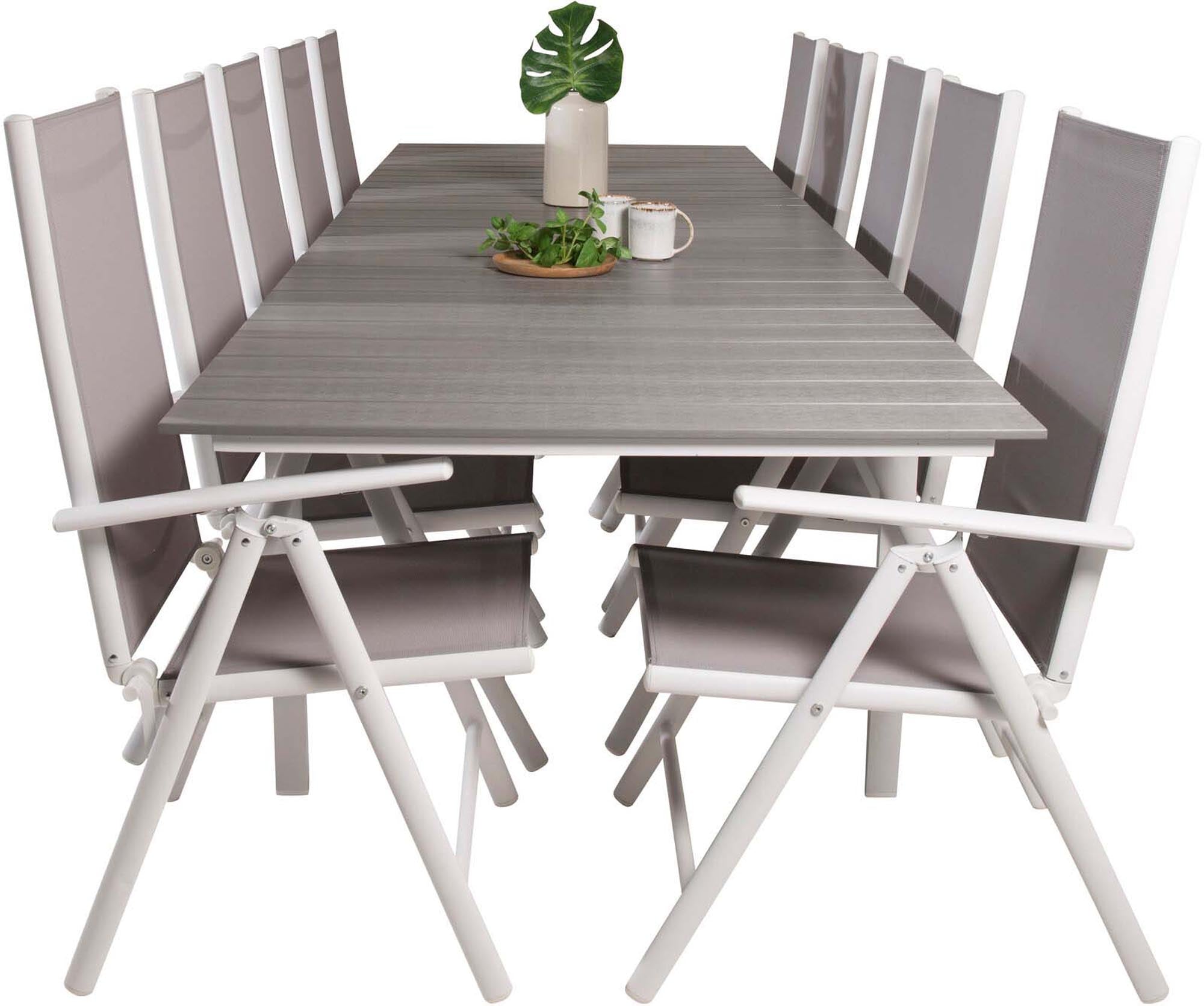 Levels Outdoor-Tischset + Break 229cm/8St. in Grau weiss präsentiert im Onlineshop von KAQTU Design AG. Gartentischset ist von Venture Home