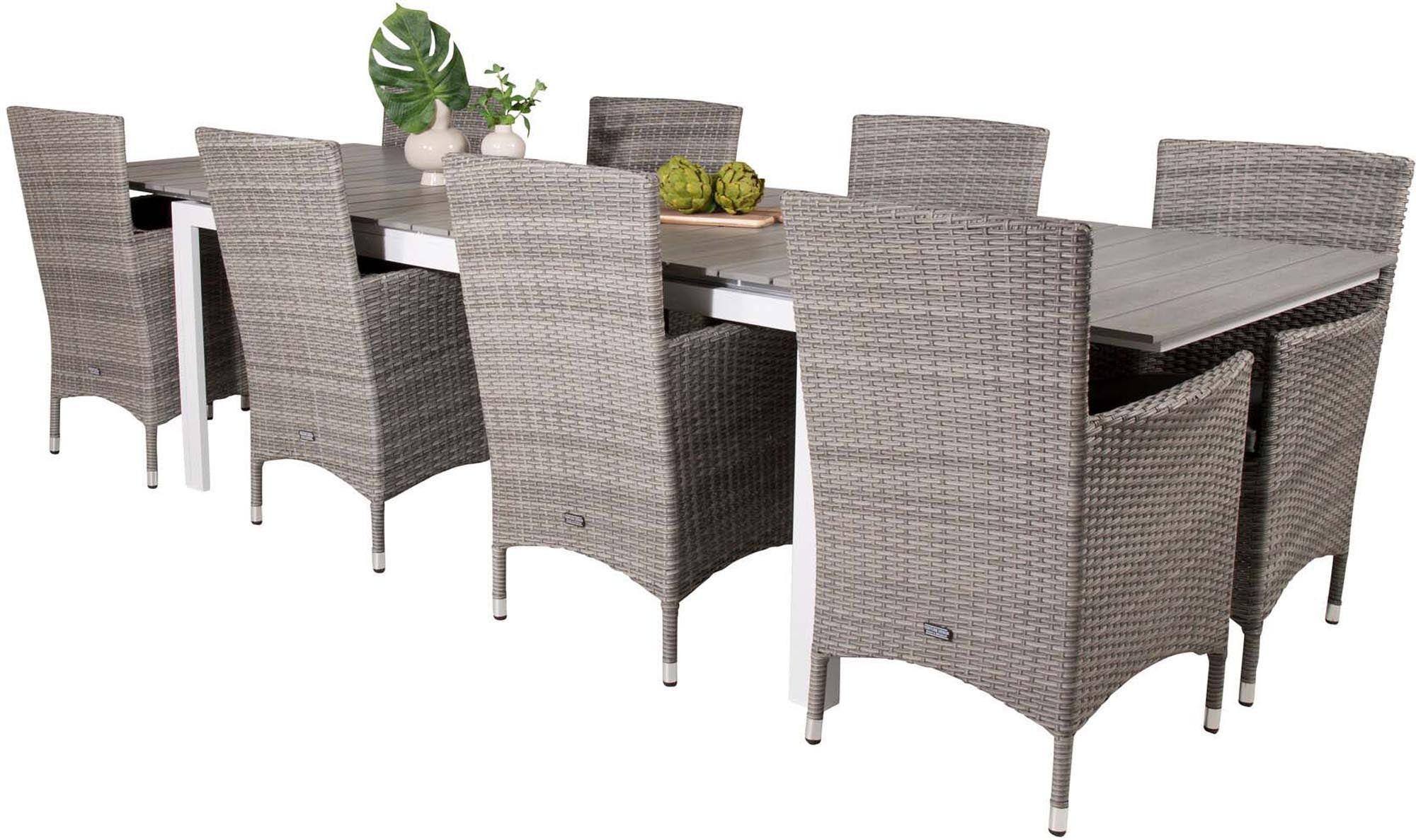 Levels Outdoor-Tischset + Malin 229cm/8St. in Grau präsentiert im Onlineshop von KAQTU Design AG. Gartentischset ist von Venture Home
