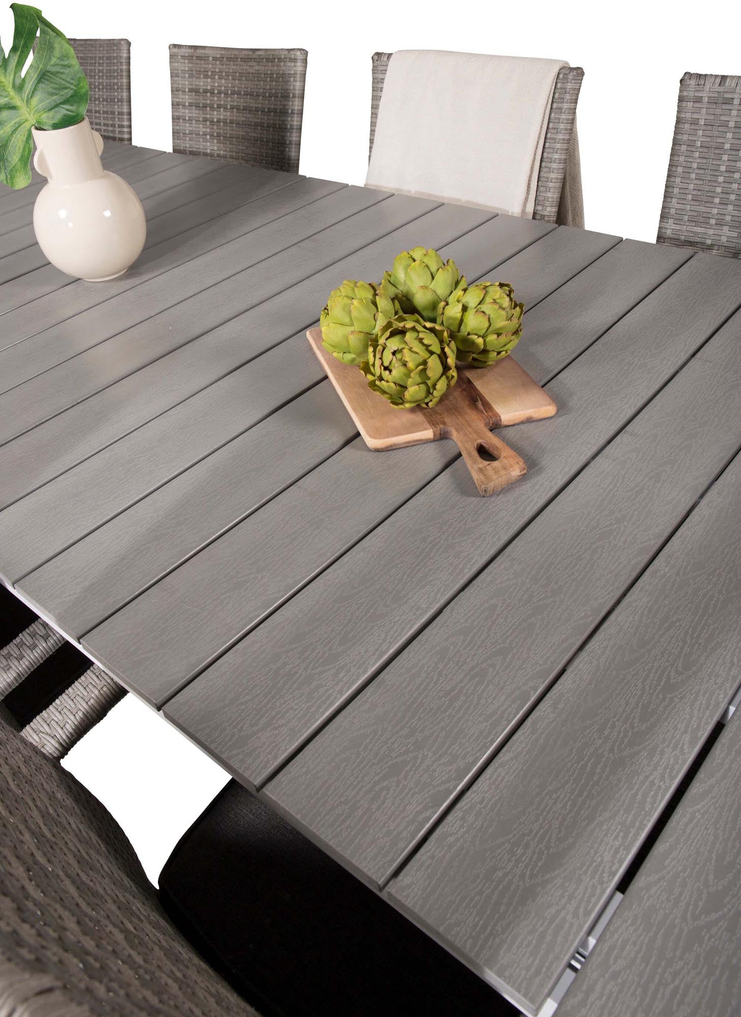 Stilvolles Outdoor-Tischset für 8 Personen von Venture Home. Ideal für gesellige Abende im Garten mit robustem Design und hohem Komfort.