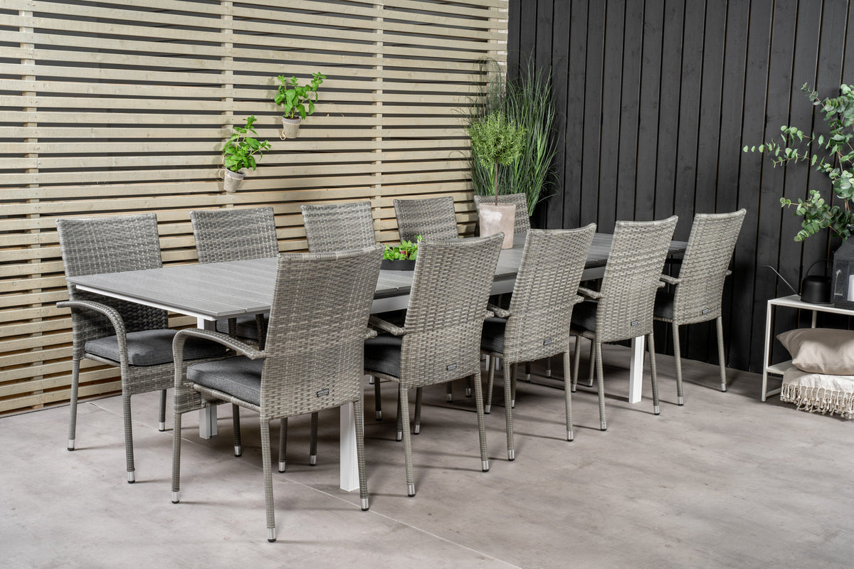 Levels Outdoor-Tischset + Anna 224cm/8St. in Grau präsentiert im Onlineshop von KAQTU Design AG. Gartentischset ist von Venture Home