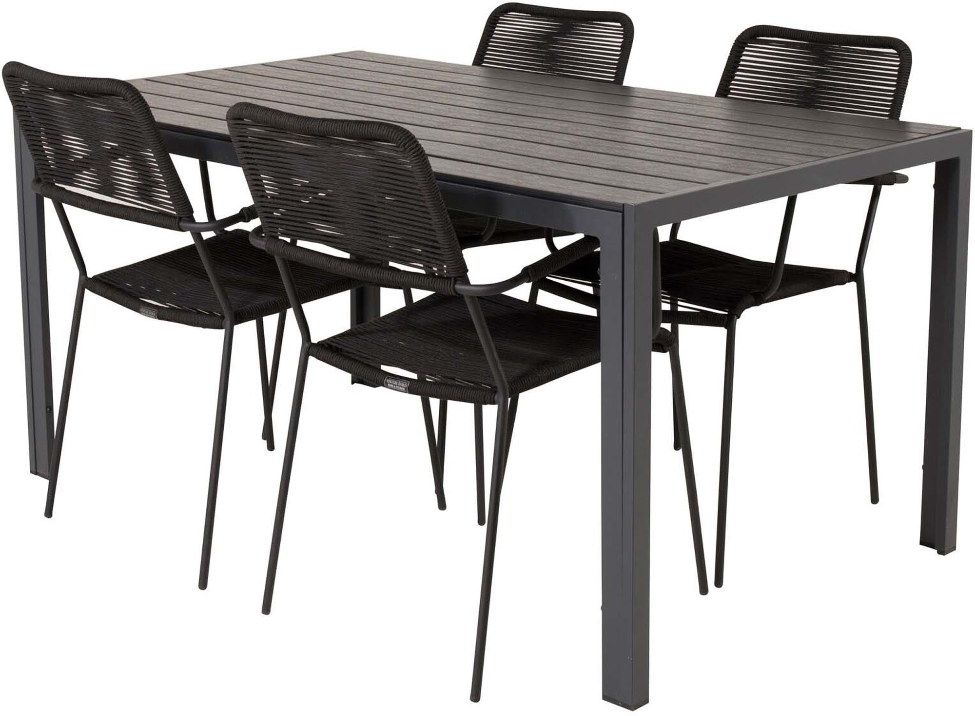 Break Outdoor-Tischset + Lindos Arm 150cm/4St. in Schwarz präsentiert im Onlineshop von KAQTU Design AG. Gartentischset ist von Venture Home