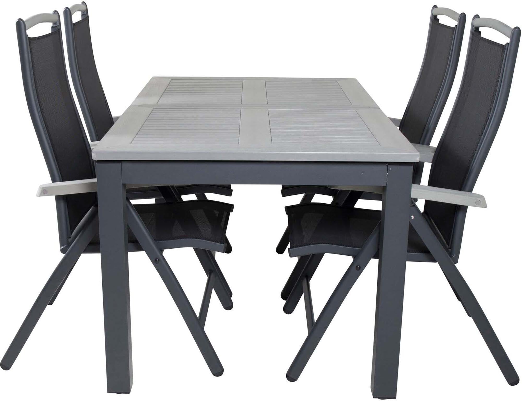 Albany Outdoor-Gartentischset ausziehbar 160cm/4St. in Schwarz präsentiert im Onlineshop von KAQTU Design AG. Gartentischset ist von Venture Home