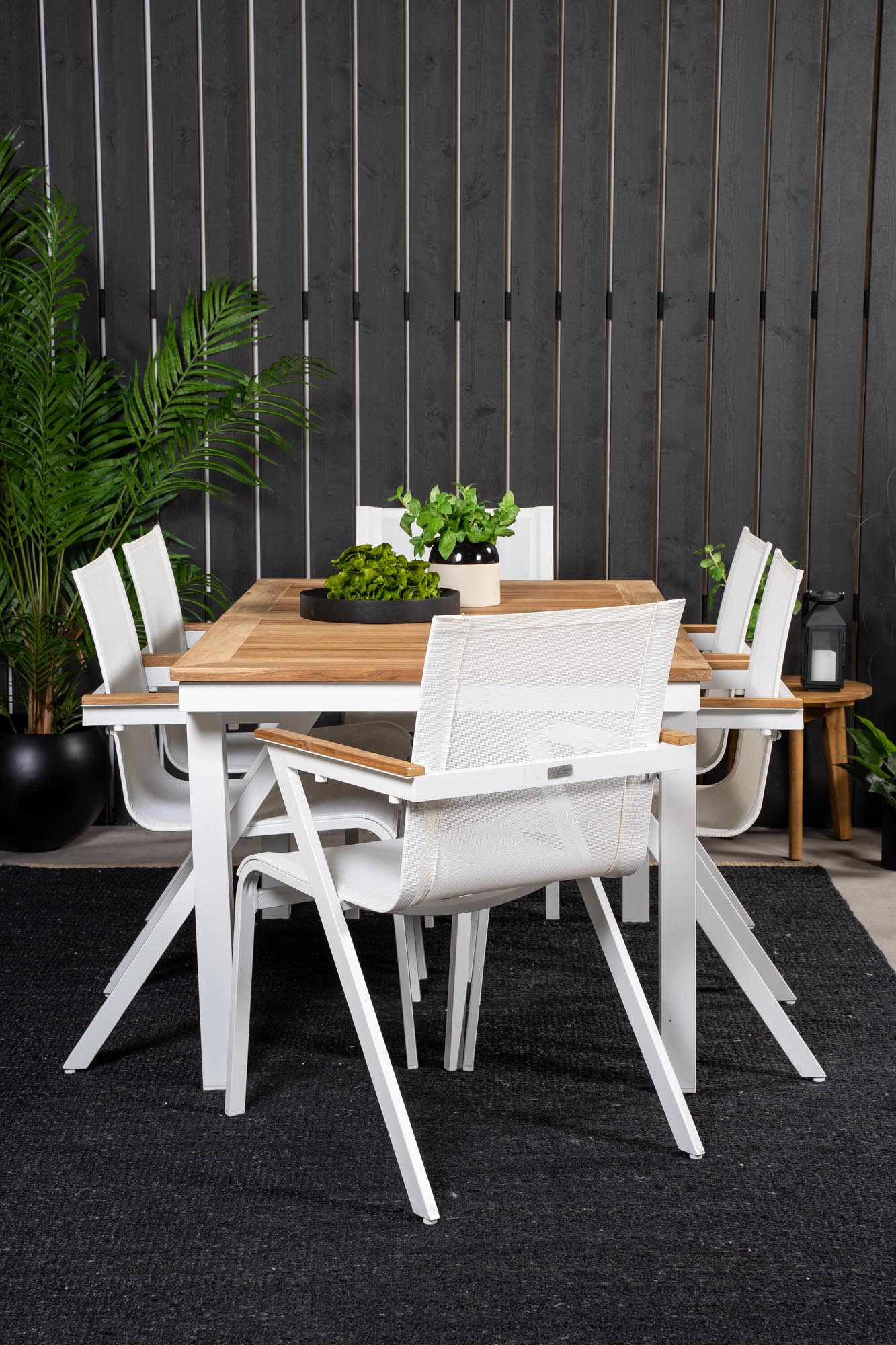 Panama Outdoor-Tischset + Mexico 160cm/6St. in Weiss präsentiert im Onlineshop von KAQTU Design AG. Gartentischset ist von Venture Home