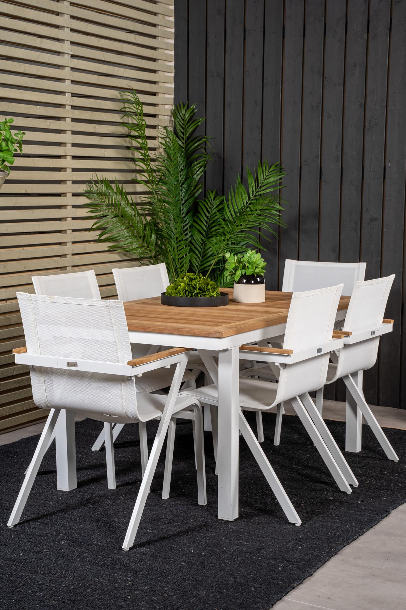 Panama Outdoor-Tischset + Mexico 160cm/6St. in Weiss präsentiert im Onlineshop von KAQTU Design AG. Gartentischset ist von Venture Home