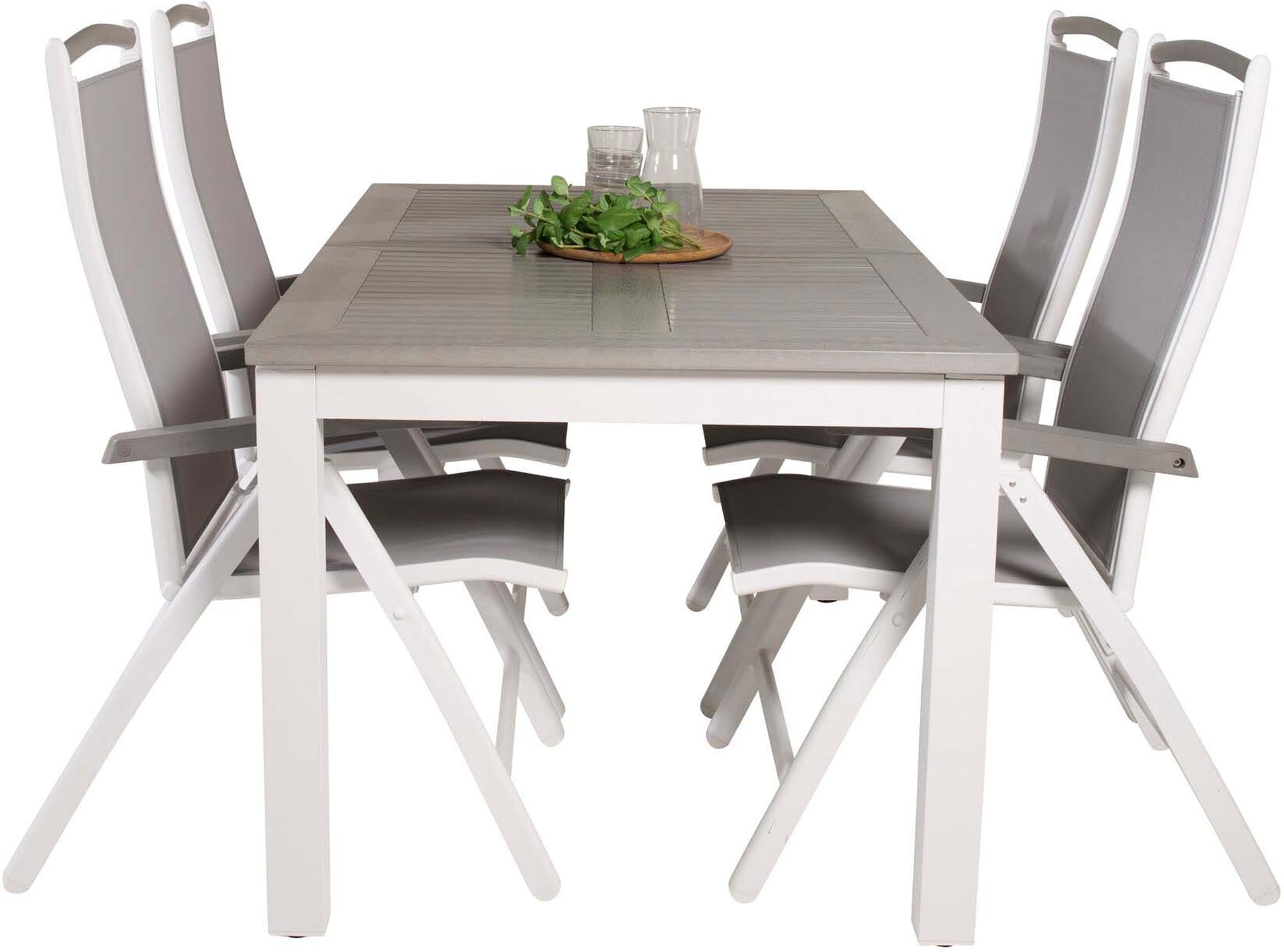 Erleben Sie das Albany Outdoor-Gartentischset von Venture Home: Flexibler Esstisch und elegante Stühle für unvergessliche Momente im Freien.