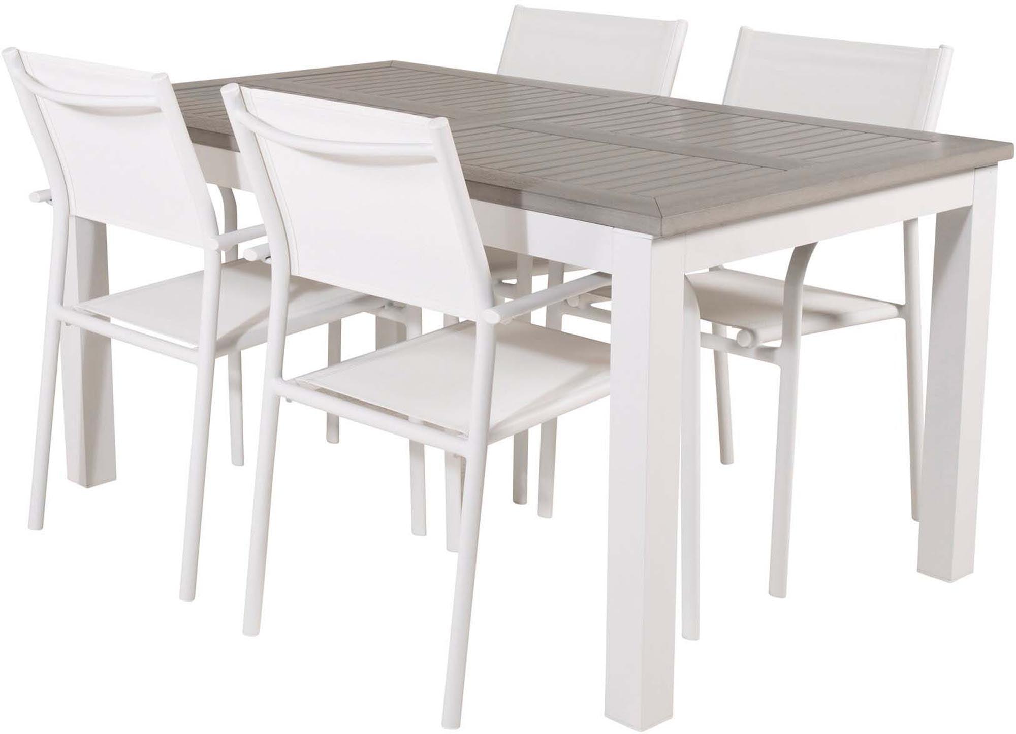 Albany Outdoor-Gartentischset ausziehbar + Santorini 152cm/4St. in Weiss präsentiert im Onlineshop von KAQTU Design AG. Gartentischset ist von Venture Home