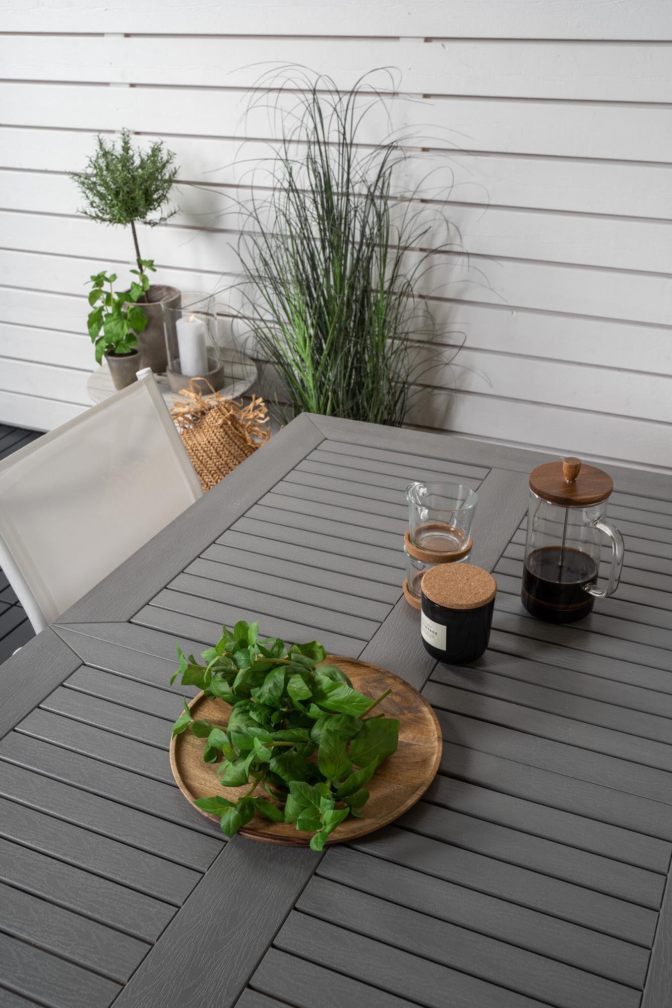 Albany Outdoor-Gartentischset ausziehbar + Santorini 152cm/4St. in Weiss präsentiert im Onlineshop von KAQTU Design AG. Gartentischset ist von Venture Home