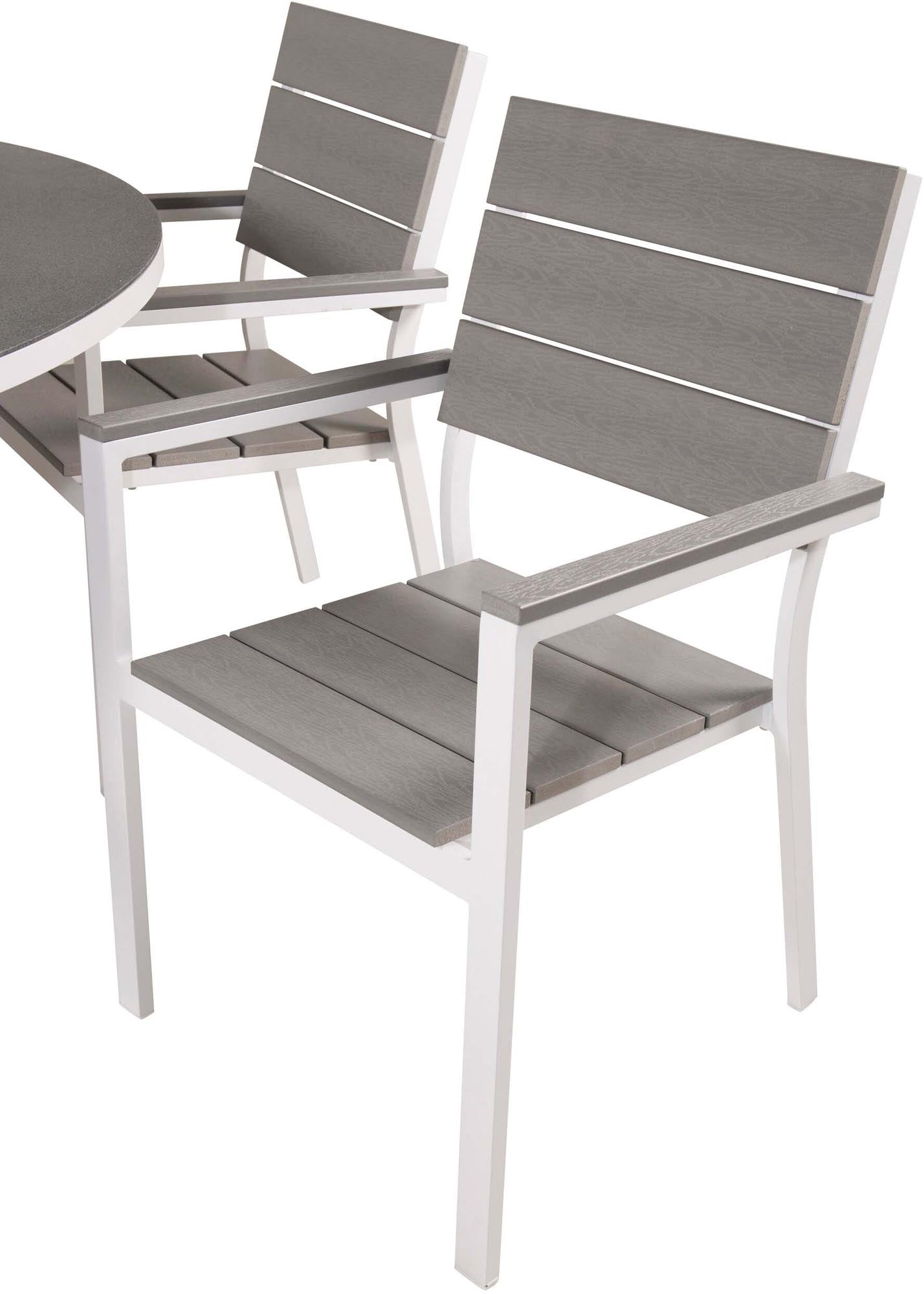 Copacabana Outdoor-Tischset + Levels ⌀140cm/6St. in Grau weiss präsentiert im Onlineshop von KAQTU Design AG. Gartentischset ist von Venture Home