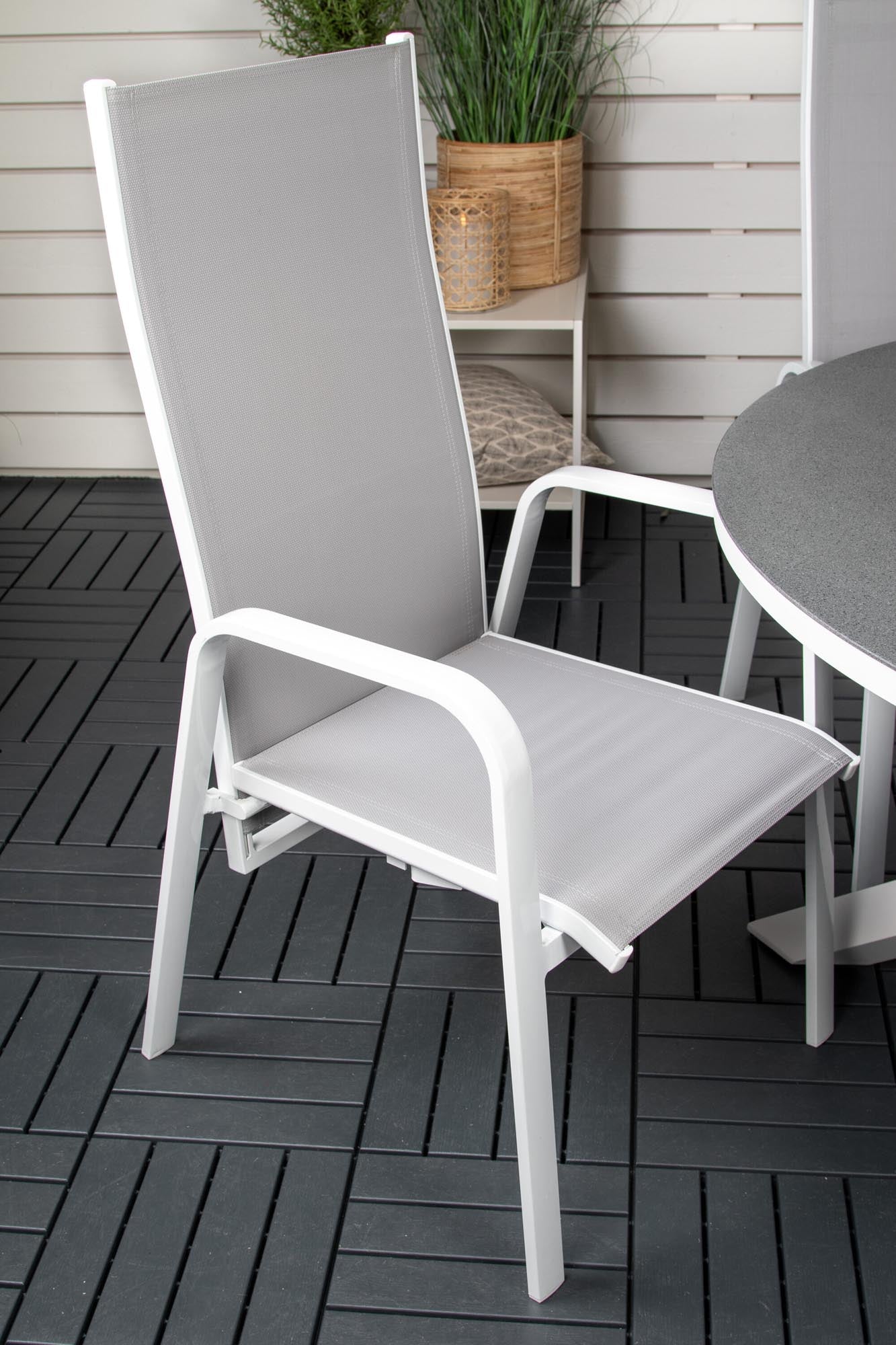 Copacabana Outdoor-Tischset ⌀140cm/6St. in Grau weiss präsentiert im Onlineshop von KAQTU Design AG. Gartentischset ist von Venture Home