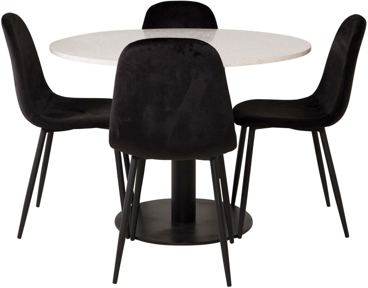 Razzia Esszimmerset + Polar ⌀106cm/4St. in Weiss / Dunkelbraun / Schwarz präsentiert im Onlineshop von KAQTU Design AG. Esszimmerset ist von Venture Home