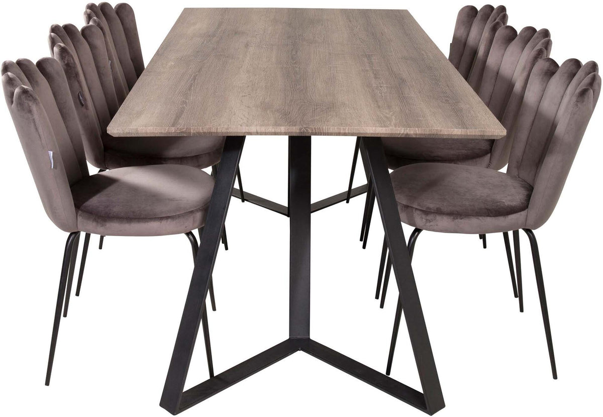 Marina Esszimmerset Limham 180cm/6St. in Schwarzgrau präsentiert im Onlineshop von KAQTU Design AG. Esszimmerset ist von Venture Home